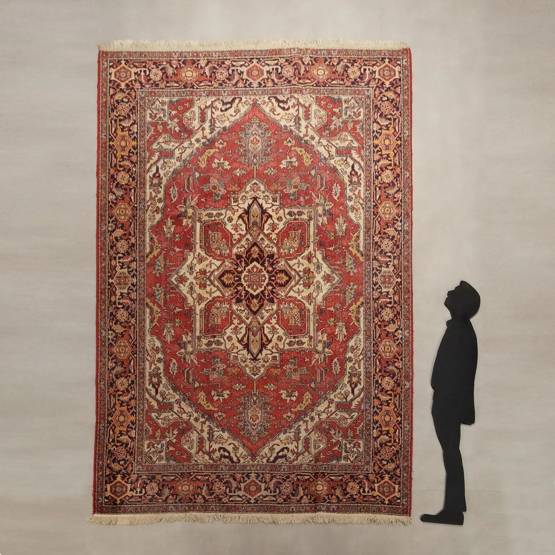 Antique Asian Carpet Cotton Wool Thin Knot 135 x 94 In