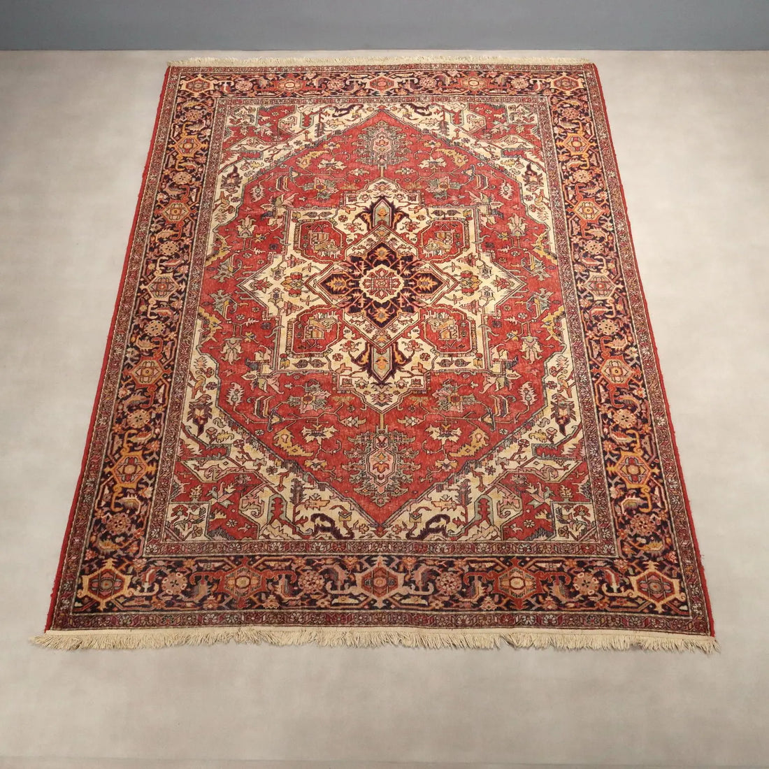Antique Asian Carpet Cotton Wool Thin Knot 135 x 94 In