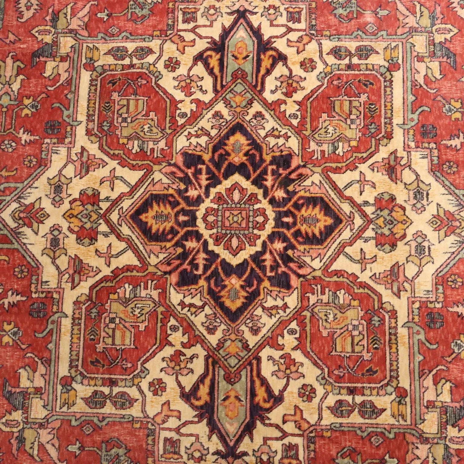 Antique Asian Carpet Cotton Wool Thin Knot 135 x 94 In