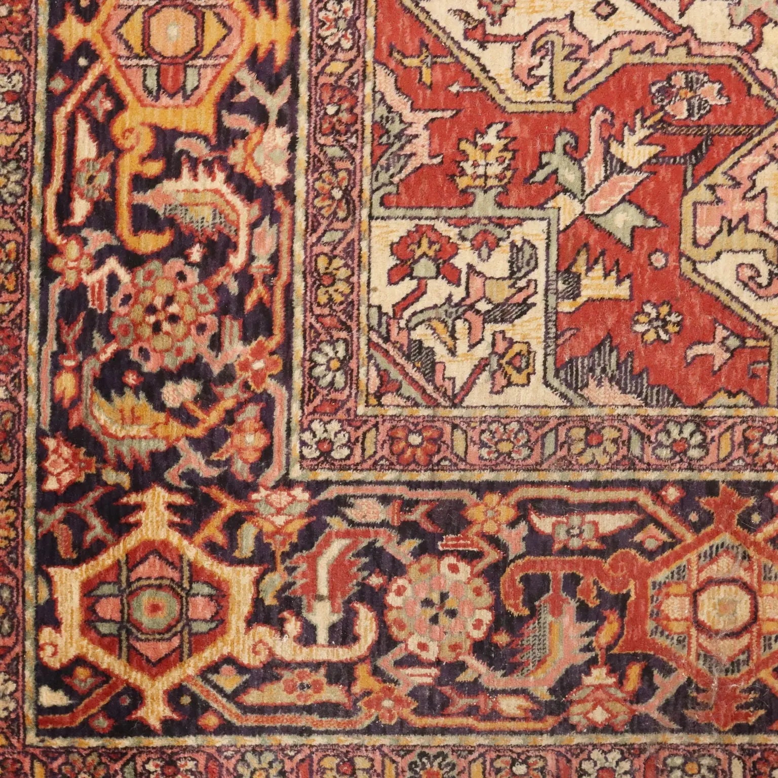 Antique Asian Carpet Cotton Wool Thin Knot 135 x 94 In