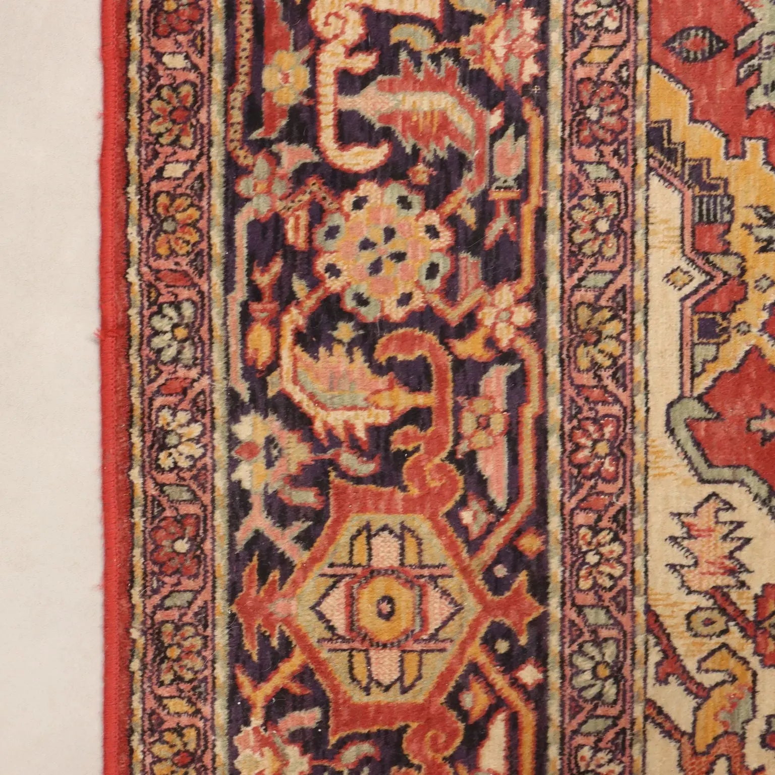 Antique Asian Carpet Cotton Wool Thin Knot 135 x 94 In