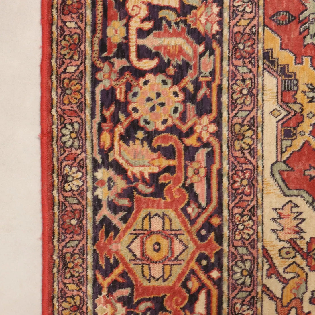 Antique Asian Carpet Cotton Wool Thin Knot 135 x 94 In