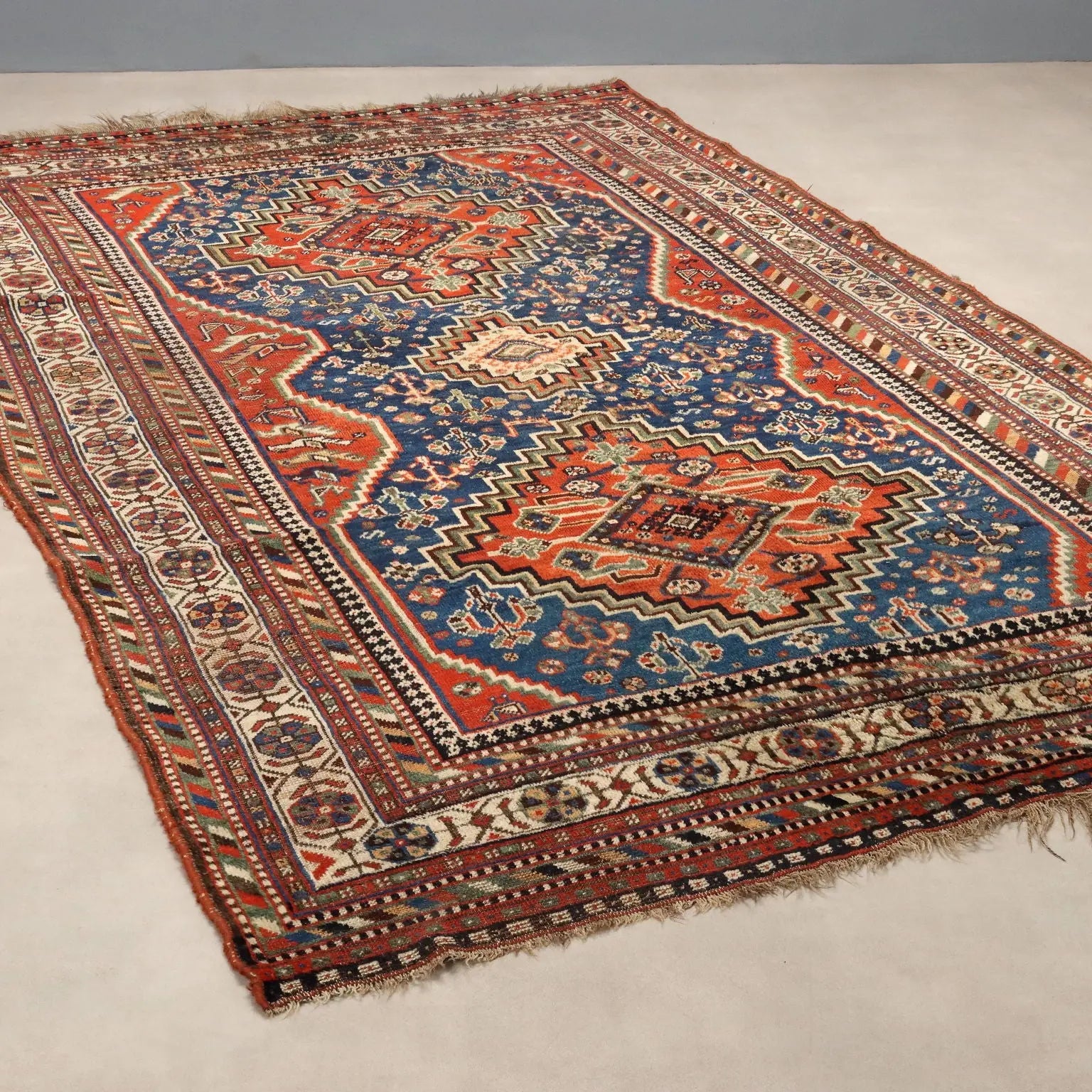 Antique Asian Carpet Wool Thin Knot Handmade 106 x 68 In