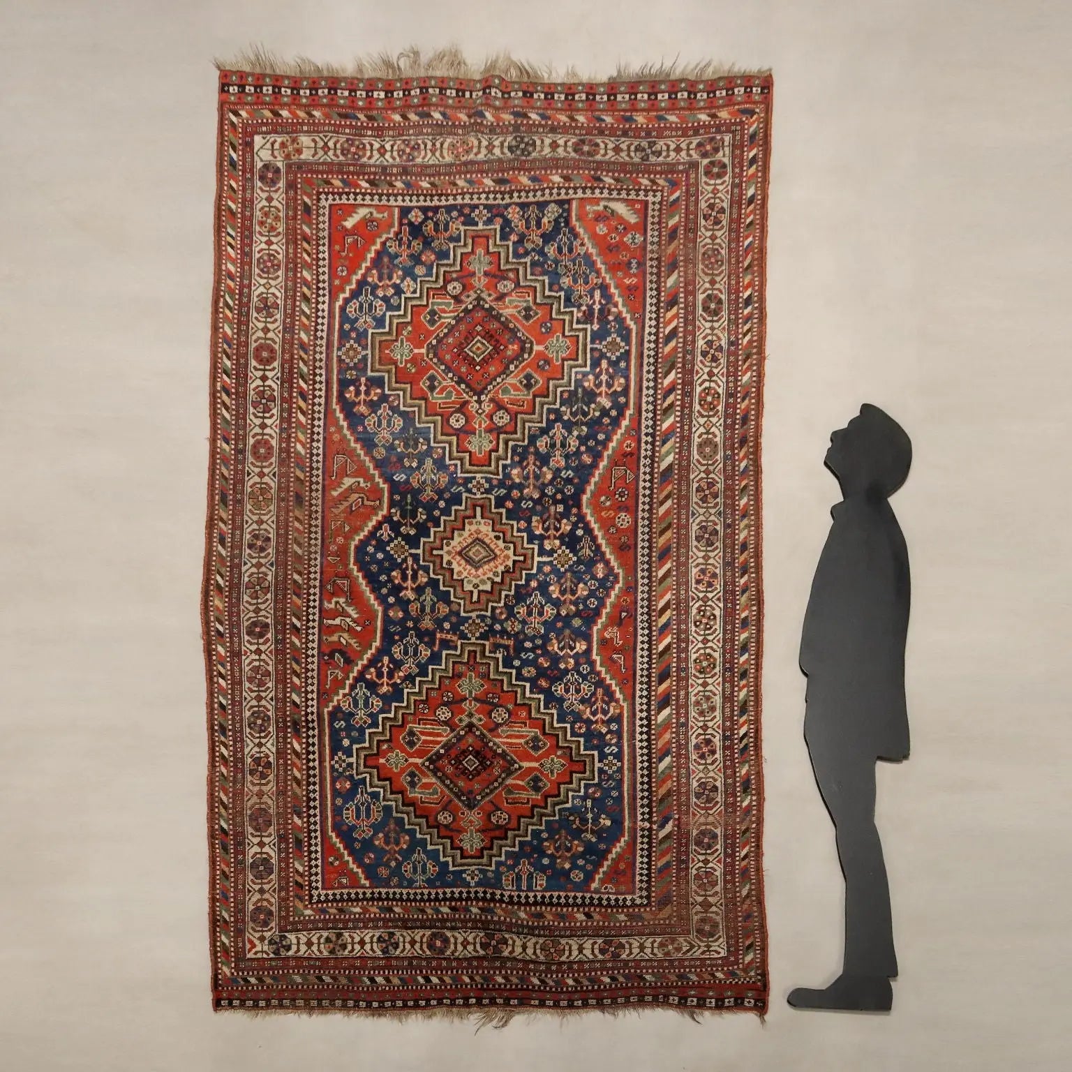 Antique Asian Carpet Wool Thin Knot Handmade 106 x 68 In