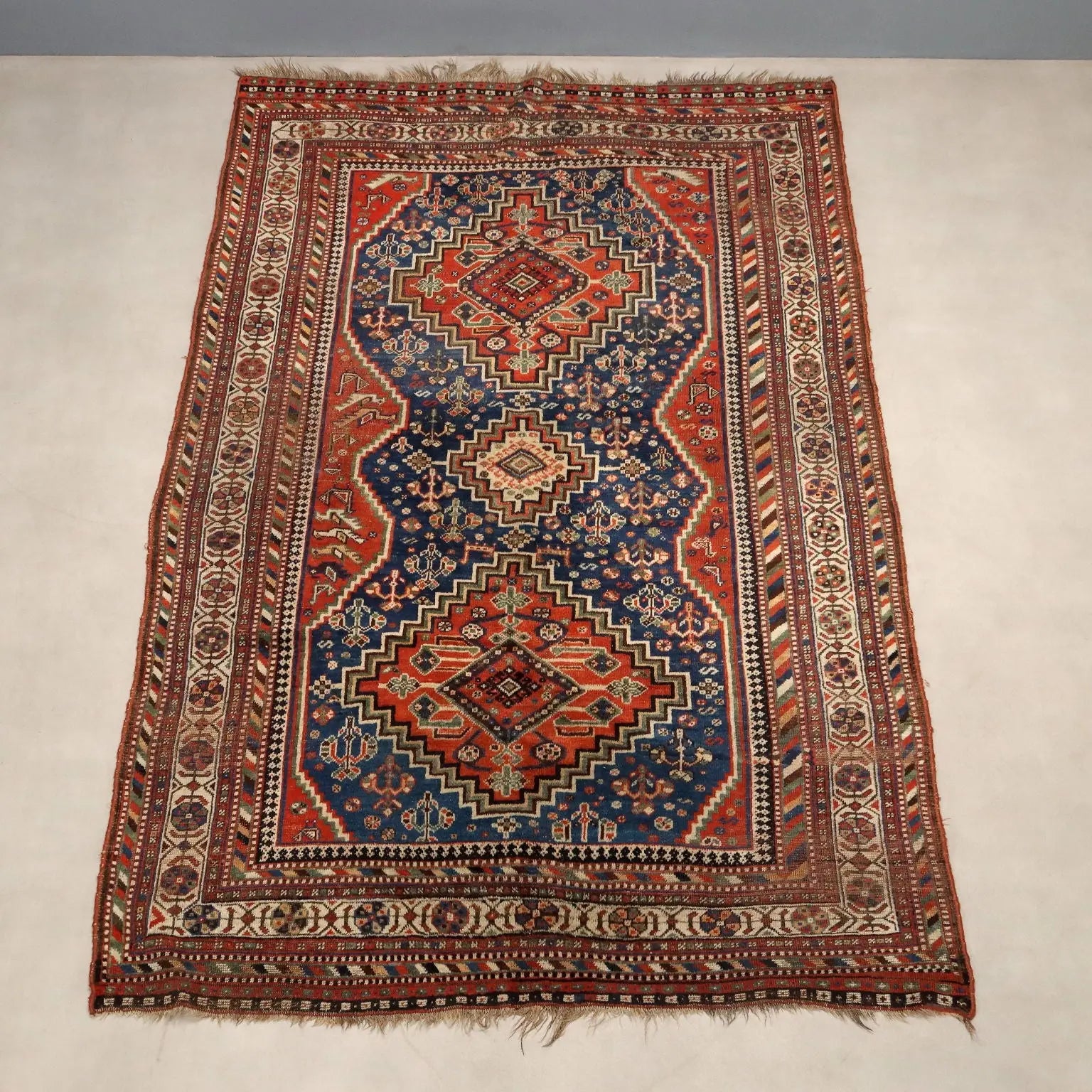 Antique Asian Carpet Wool Thin Knot Handmade 106 x 68 In