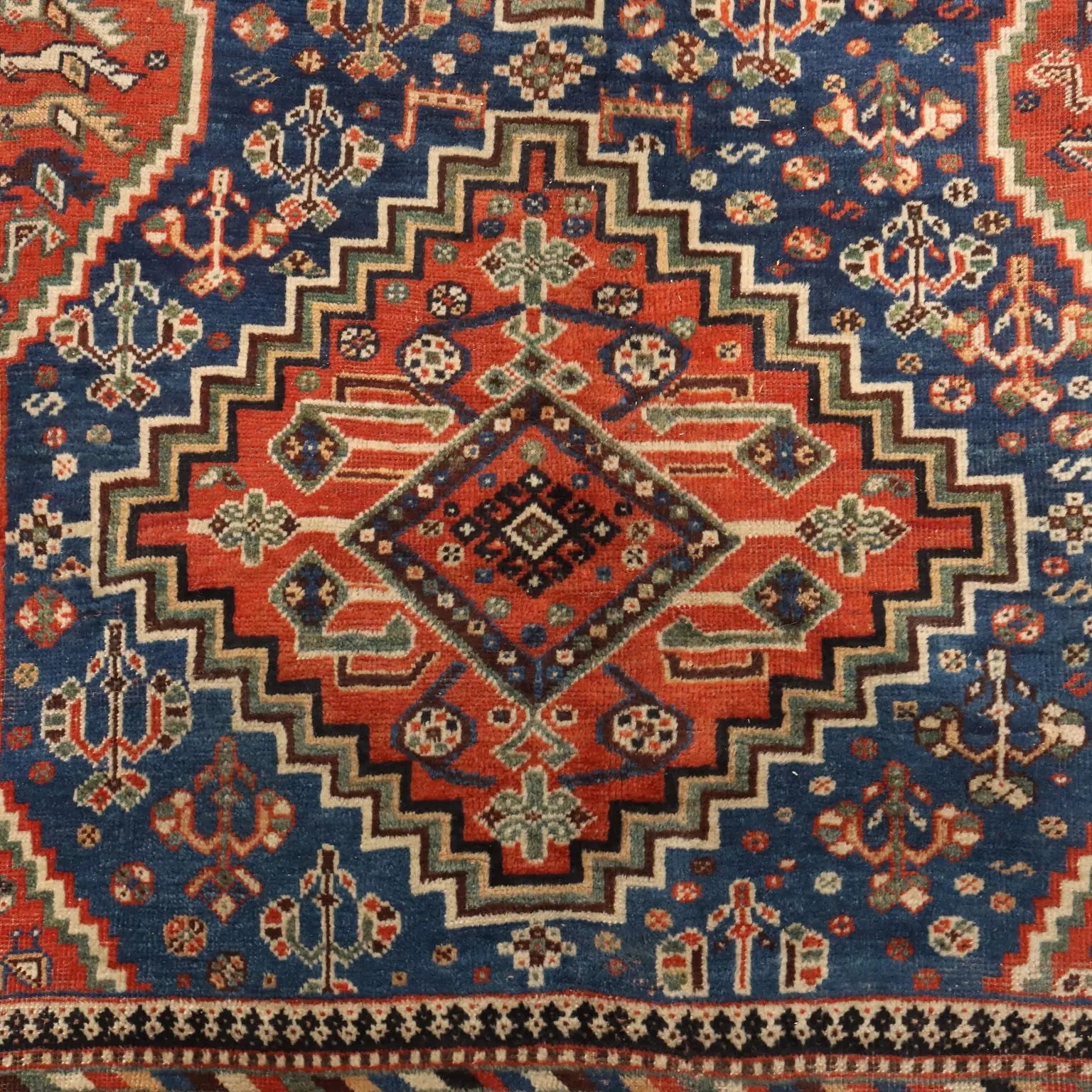Antique Asian Carpet Wool Thin Knot Handmade 106 x 68 In