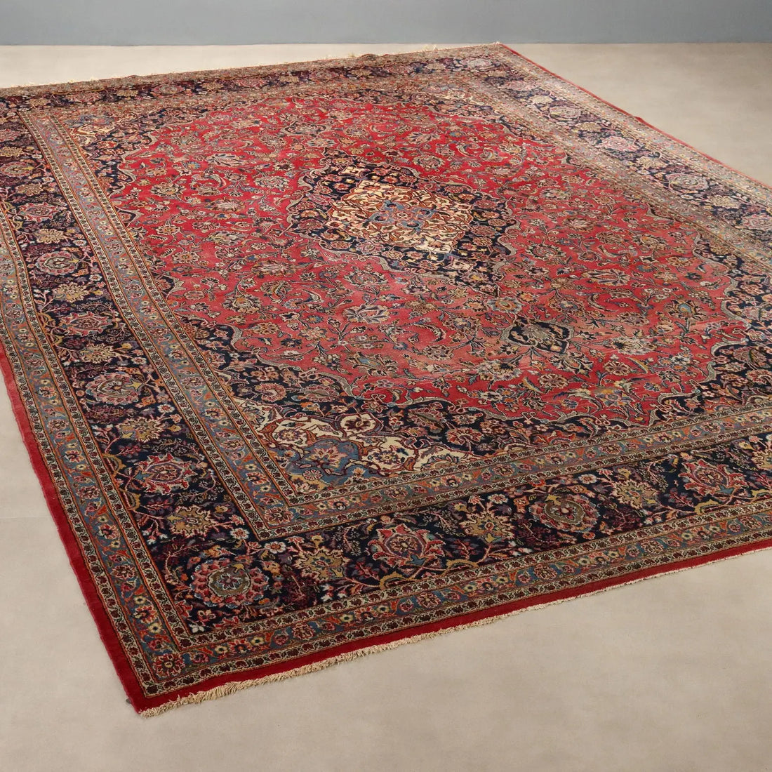 Antique Asian Carpet Cotton Wool Thin Knot 157 x 106 In