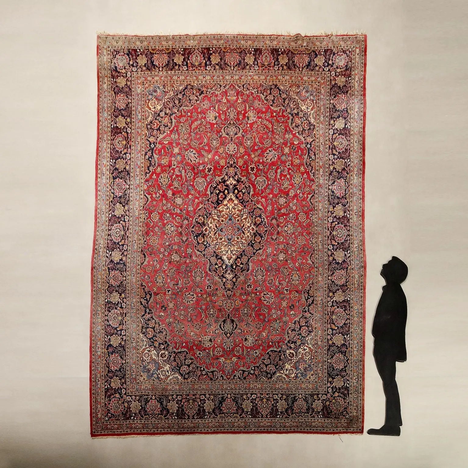 Antique Asian Carpet Cotton Wool Thin Knot 157 x 106 In