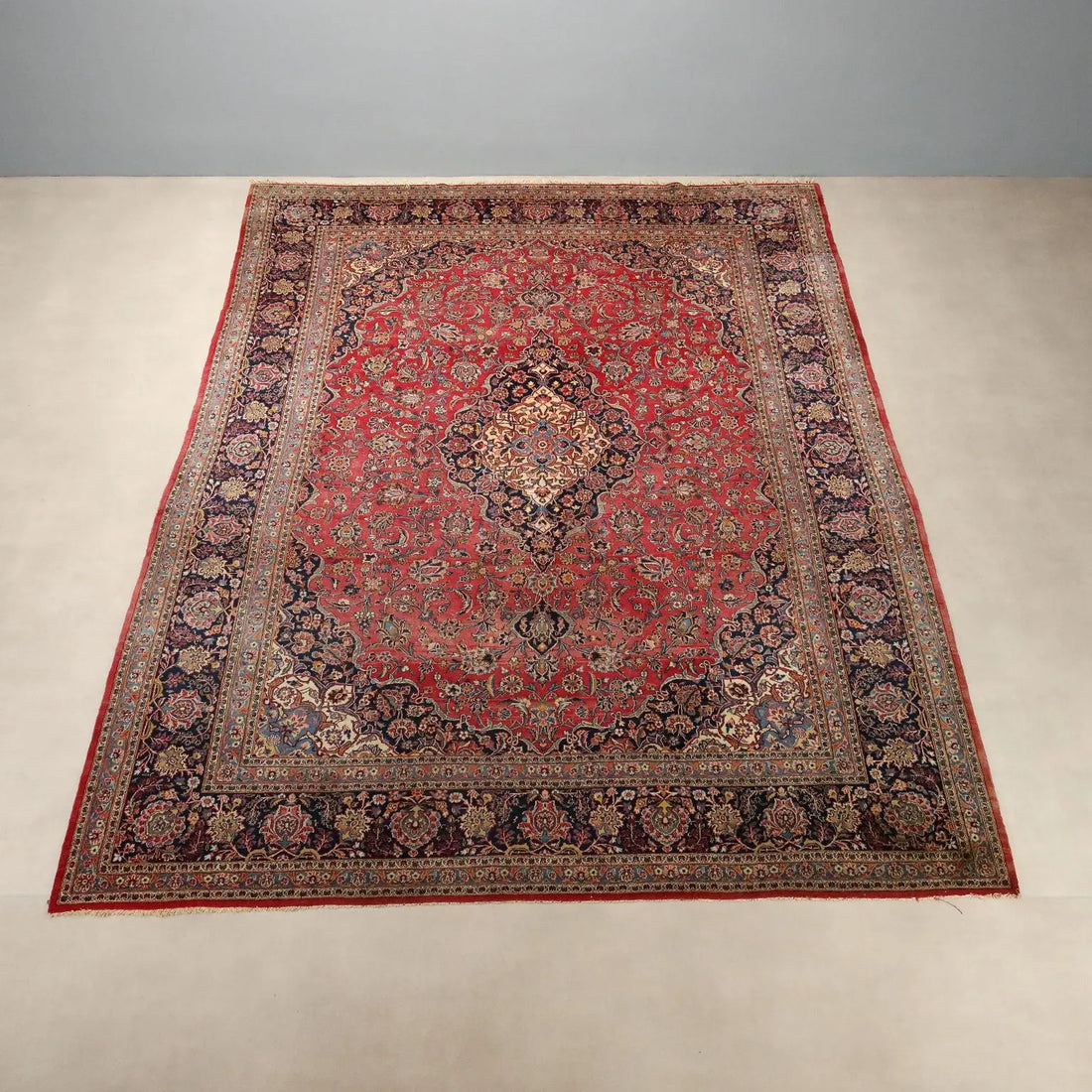Antique Asian Carpet Cotton Wool Thin Knot 157 x 106 In