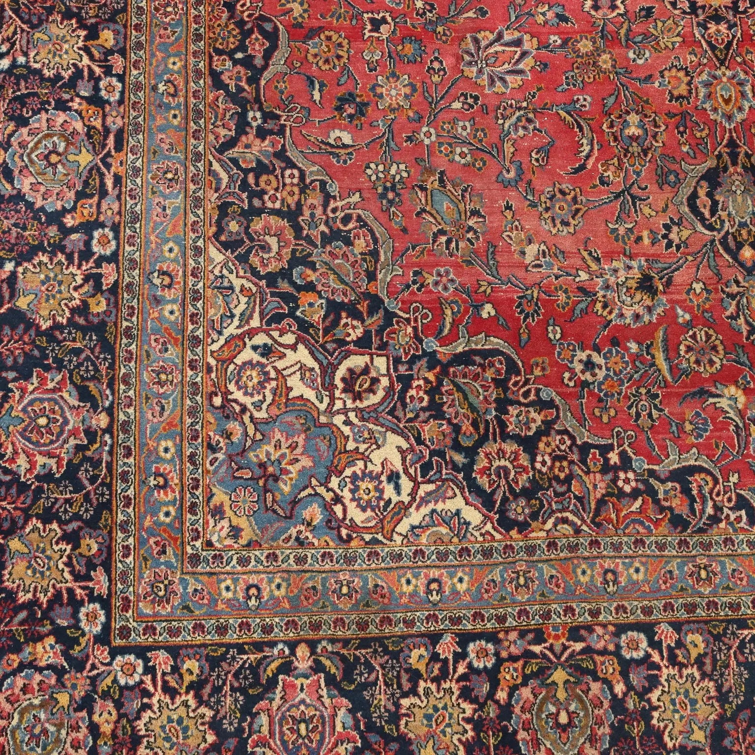 Antique Asian Carpet Cotton Wool Thin Knot 157 x 106 In