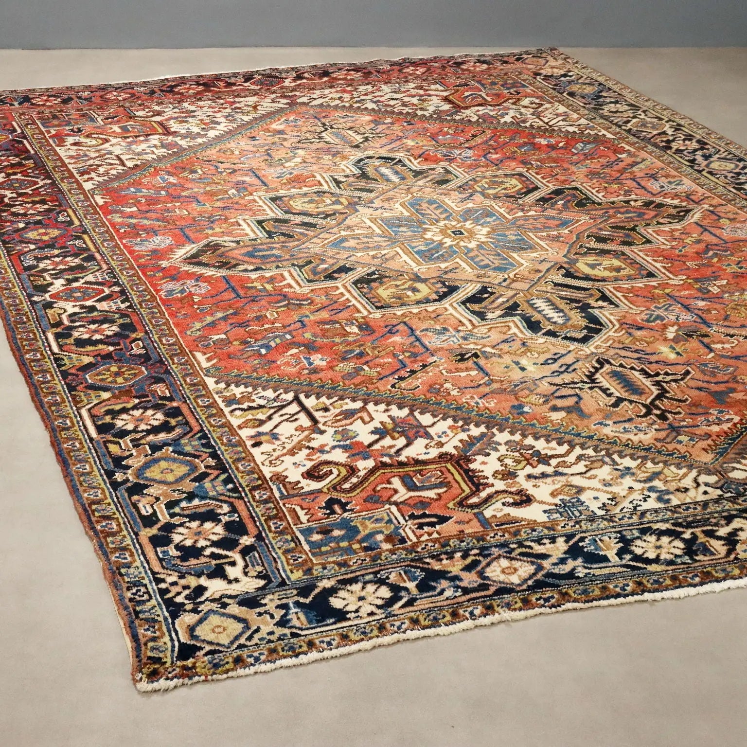 Antique Asian Carpet Cotton Wool Heavy Knot 127 x 90 In