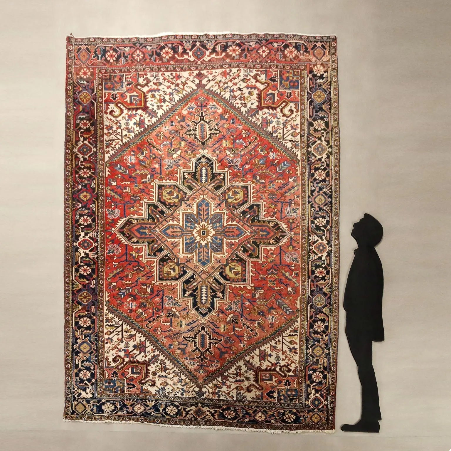 Antique Asian Carpet Cotton Wool Heavy Knot 127 x 90 In