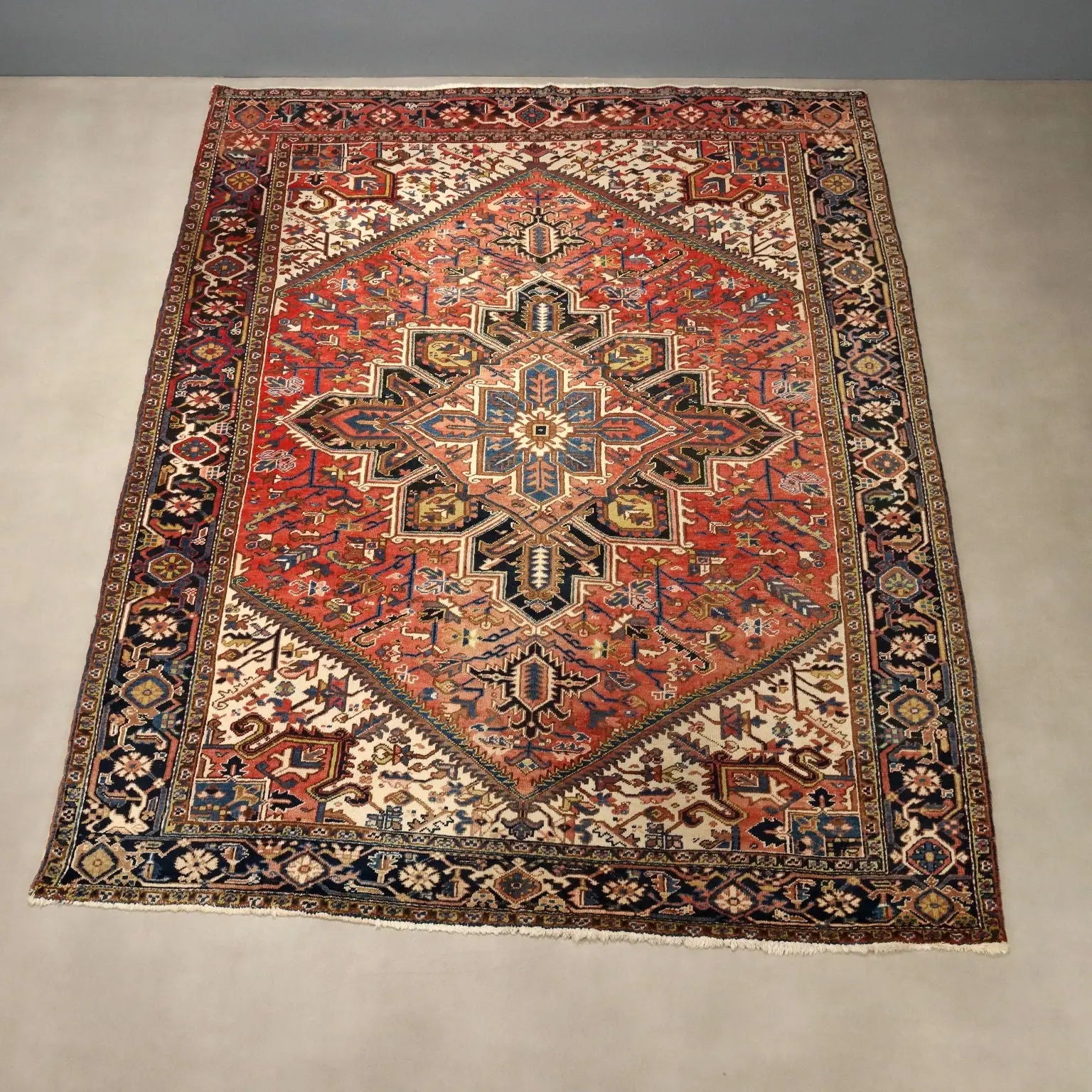 Antique Asian Carpet Cotton Wool Heavy Knot 127 x 90 In