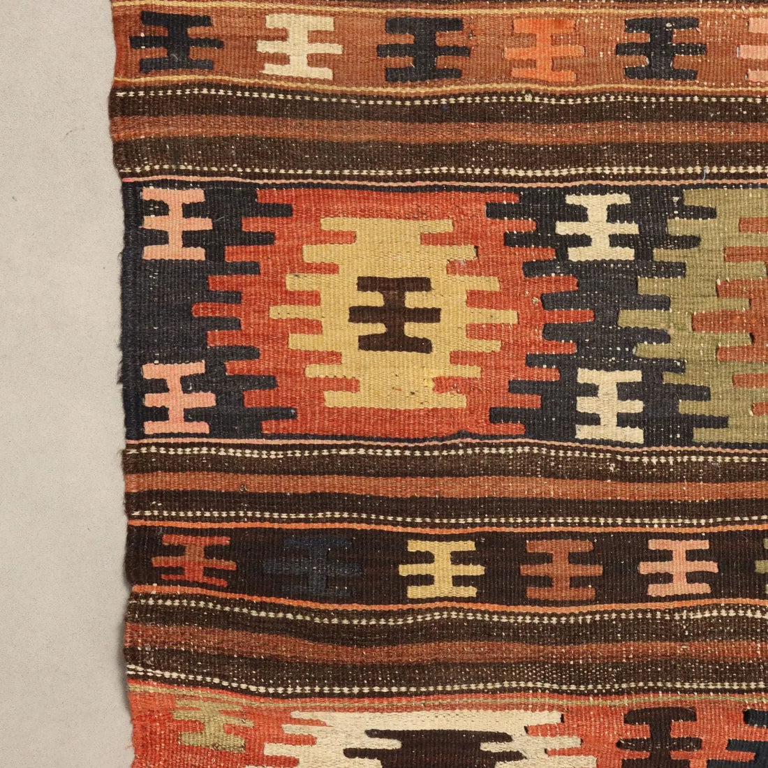 Antique Asian Rug Wool Thin Knot Handmade 109 x 99 In