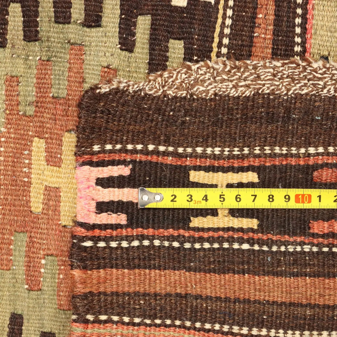 Antique Asian Rug Wool Thin Knot Handmade 109 x 99 In