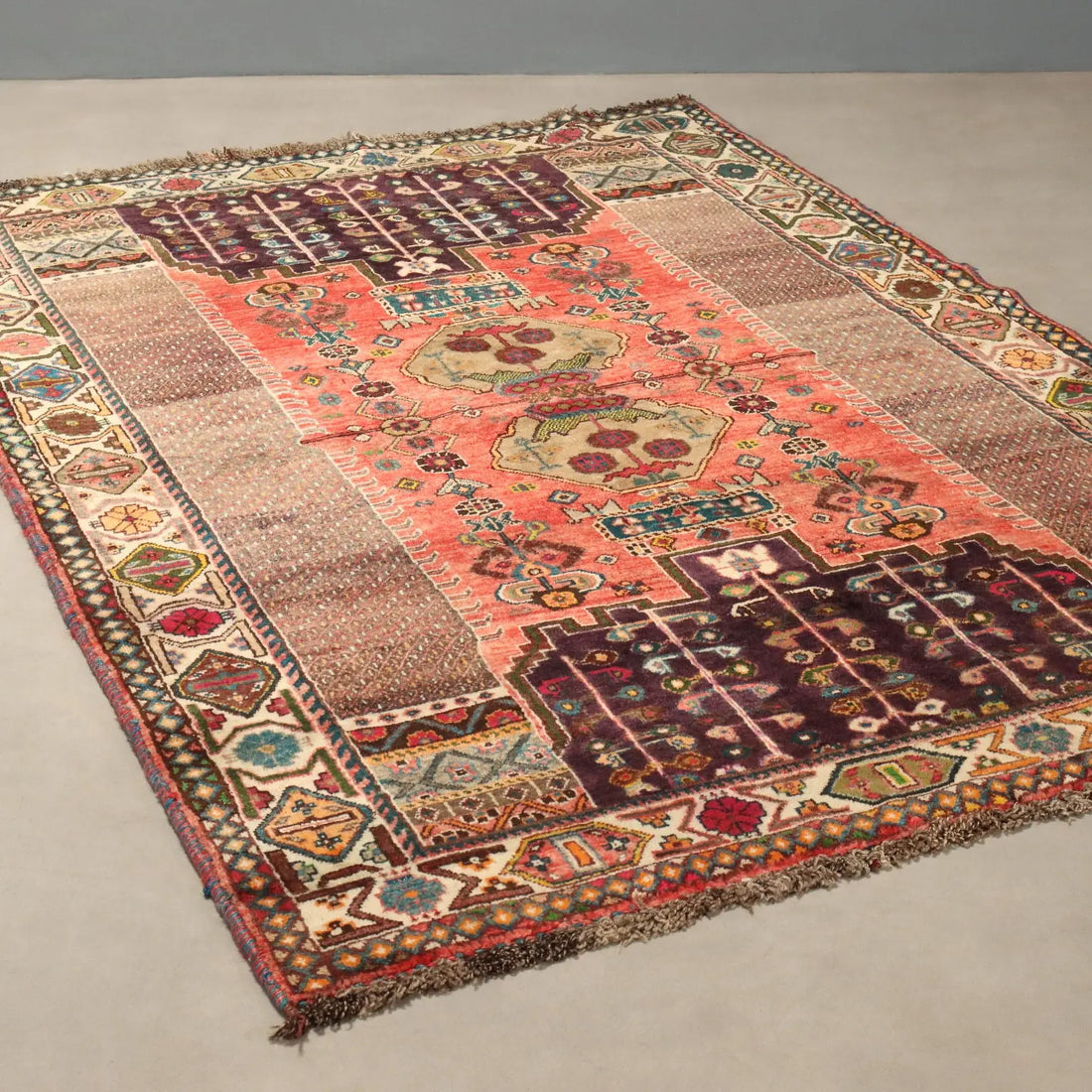 Antique Asian Carpet Wool Heavy Knot Handmade 85 x 61 In