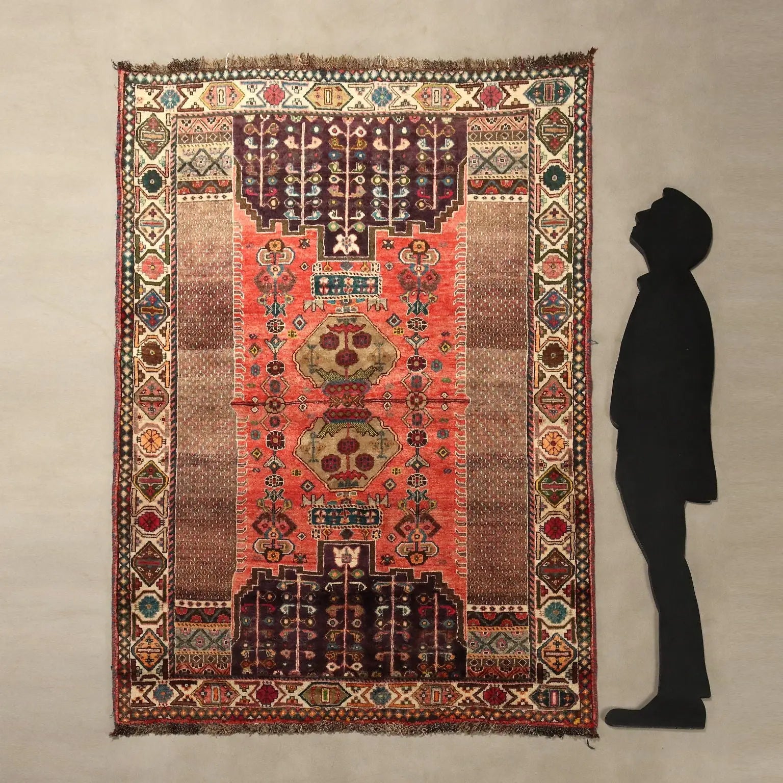 Antique Asian Carpet Wool Heavy Knot Handmade 85 x 61 In