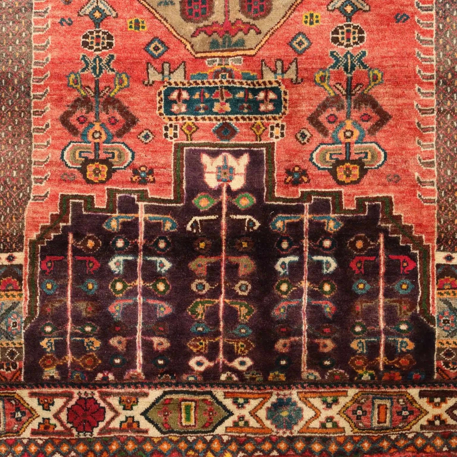 Antique Asian Carpet Wool Heavy Knot Handmade 85 x 61 In