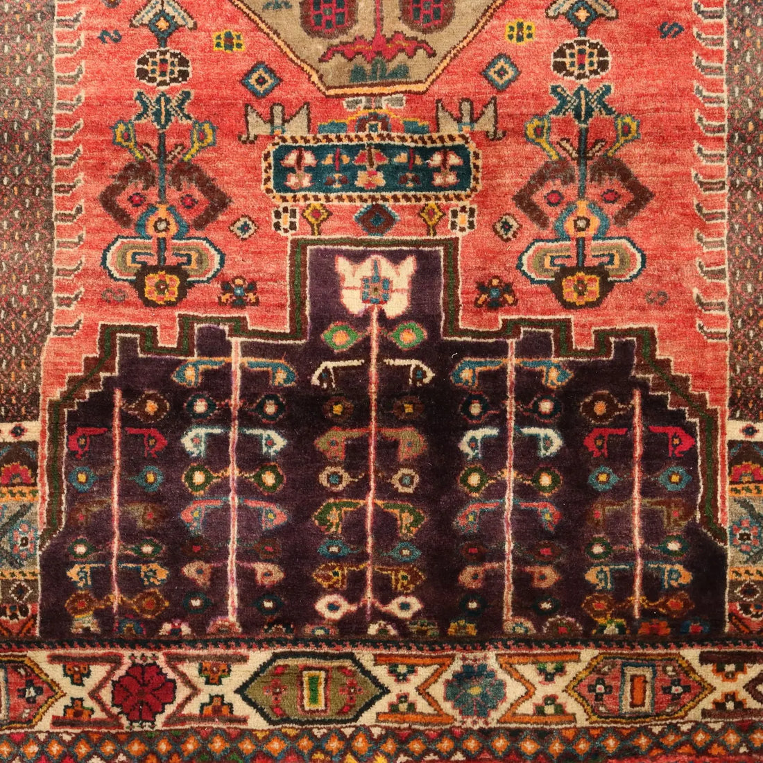 Antique Asian Carpet Wool Heavy Knot Handmade 85 x 61 In