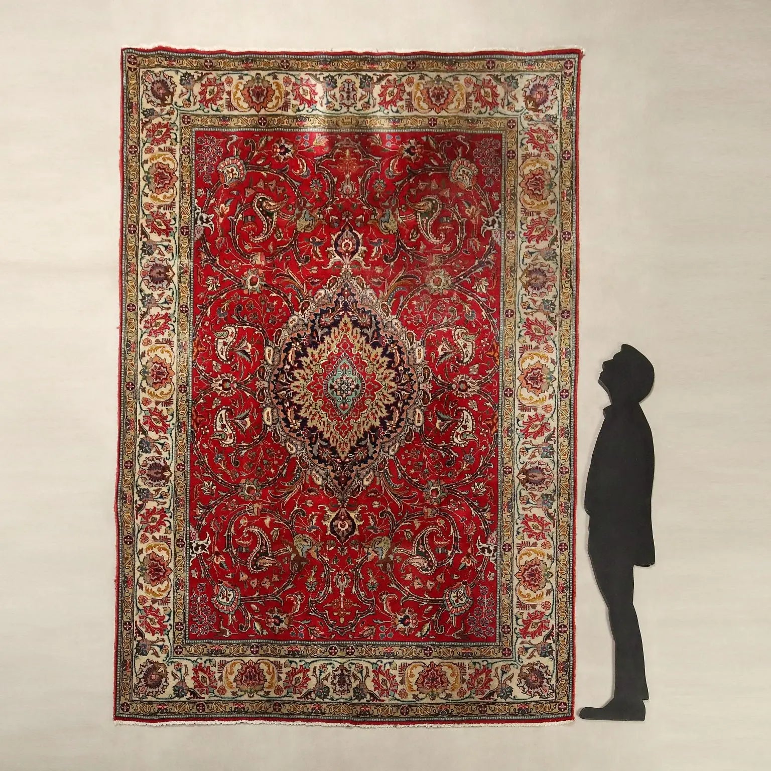 Antique Asian Carpet Cotton Wool Heavy Knot 124 x 89 In