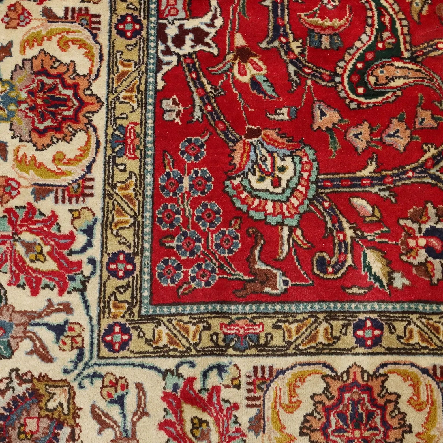 Antique Asian Carpet Cotton Wool Heavy Knot 124 x 89 In