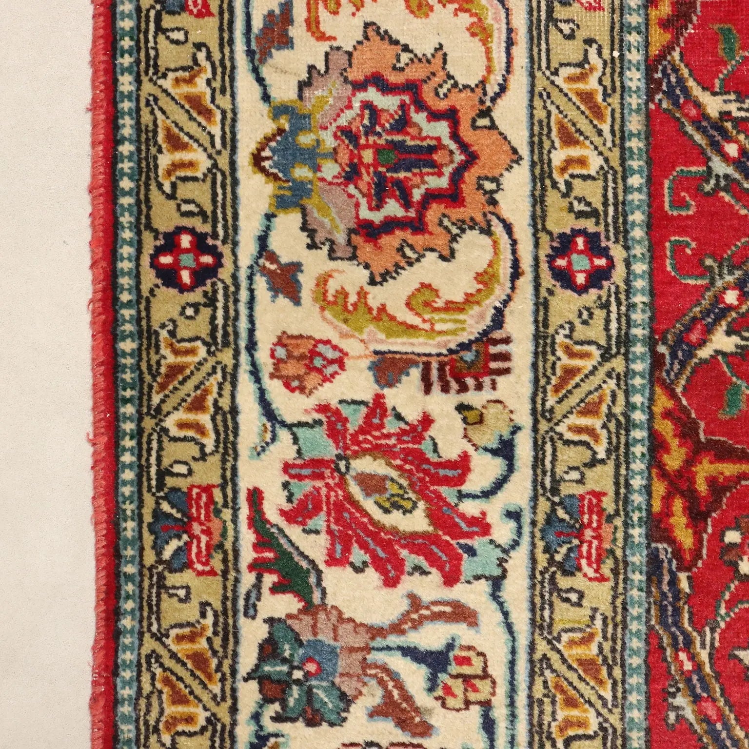 Antique Asian Carpet Cotton Wool Heavy Knot 124 x 89 In