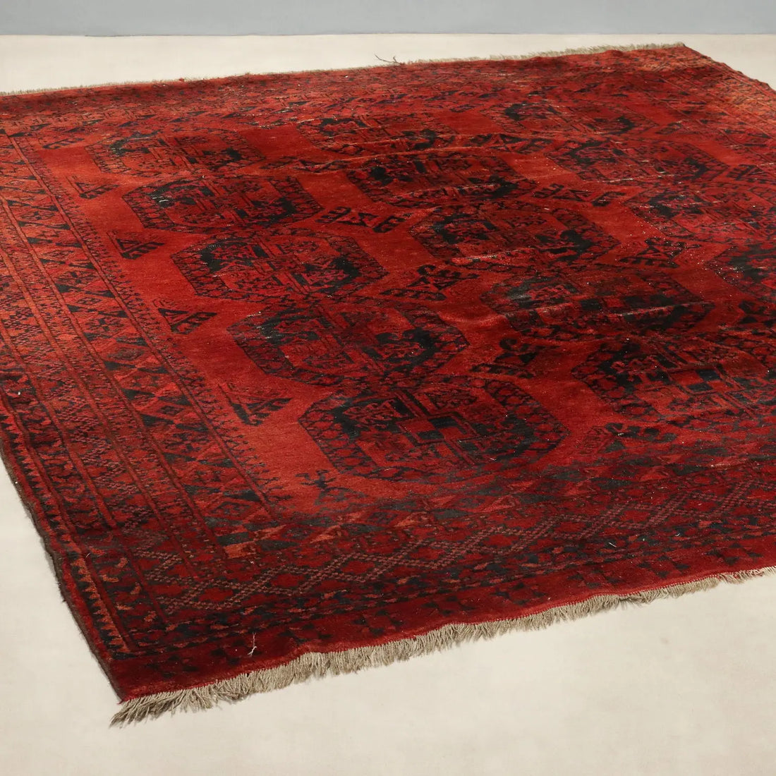 Antique Asian Rug Wool Heavy Knot Handmade 102 x 94 In