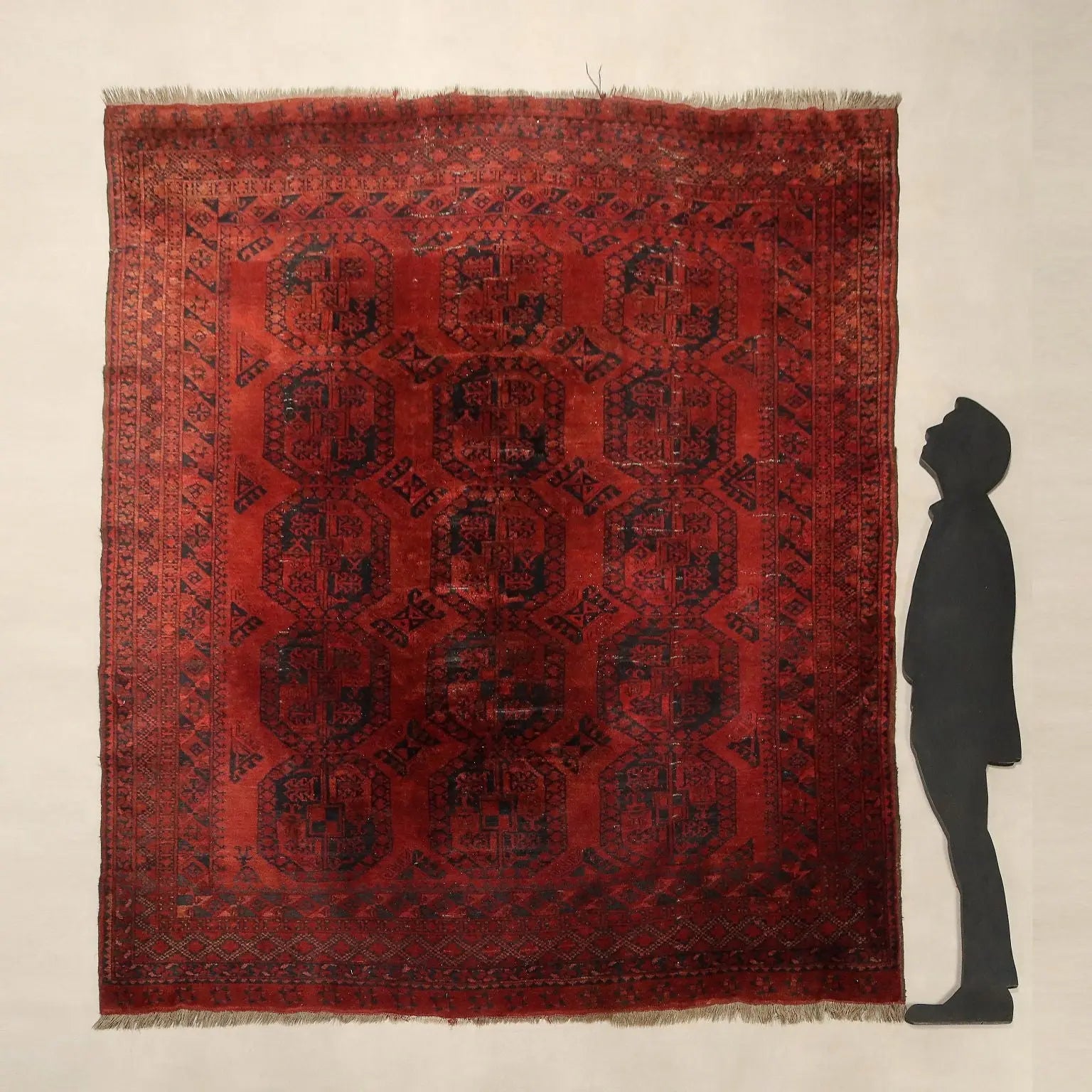 Antique Asian Rug Wool Heavy Knot Handmade 102 x 94 In