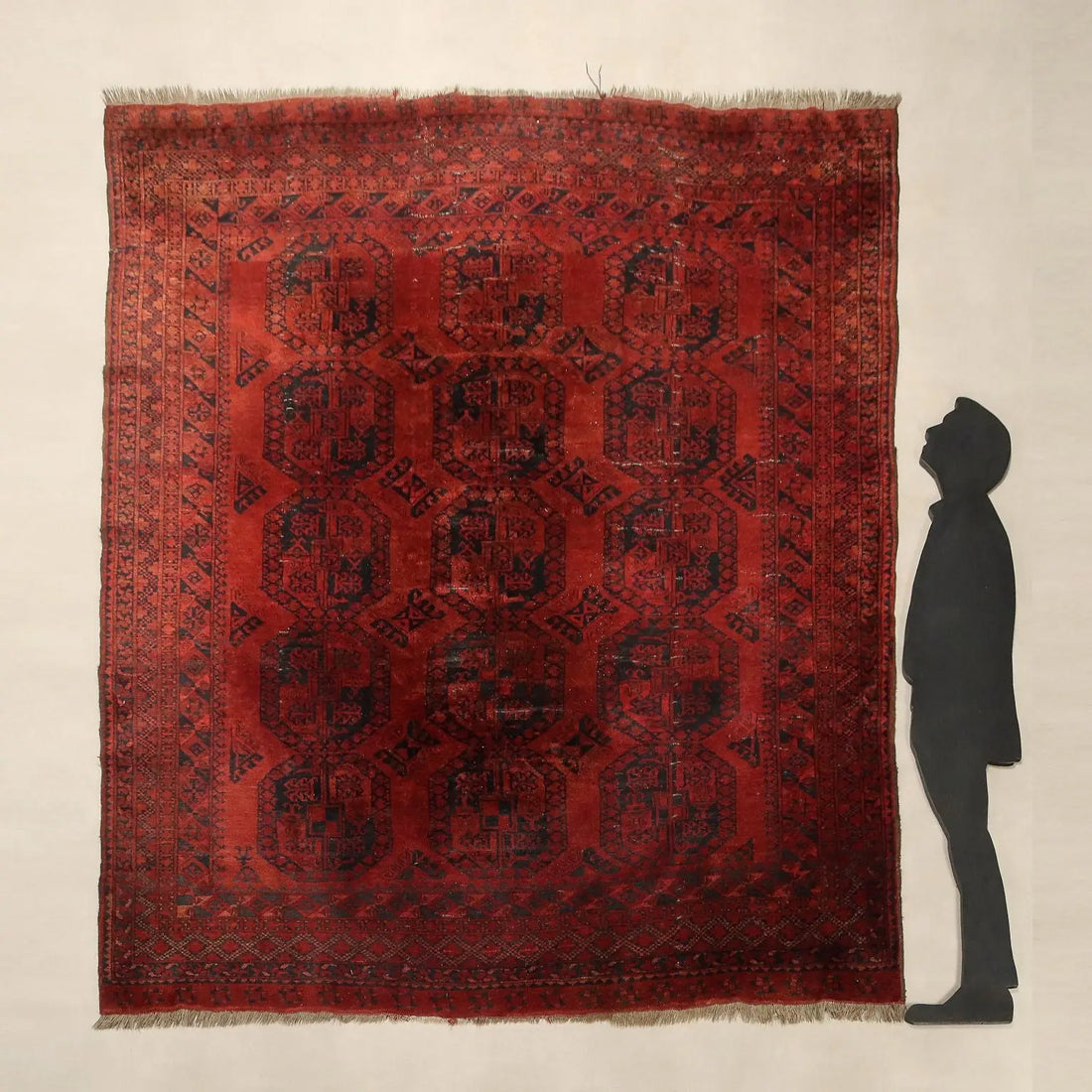 Antique Asian Rug Wool Heavy Knot Handmade 102 x 94 In