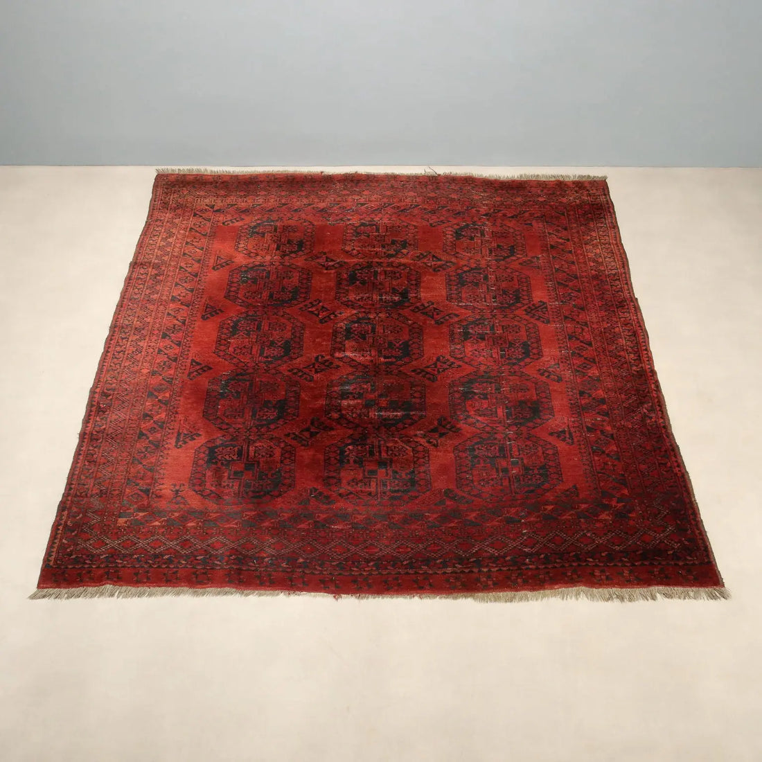 Antique Asian Rug Wool Heavy Knot Handmade 102 x 94 In