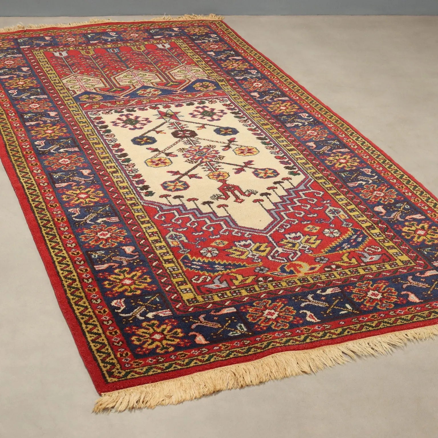 Antique Ladik Carpet Cotton Wool Heavy Knot Turkey 92 x 48 In