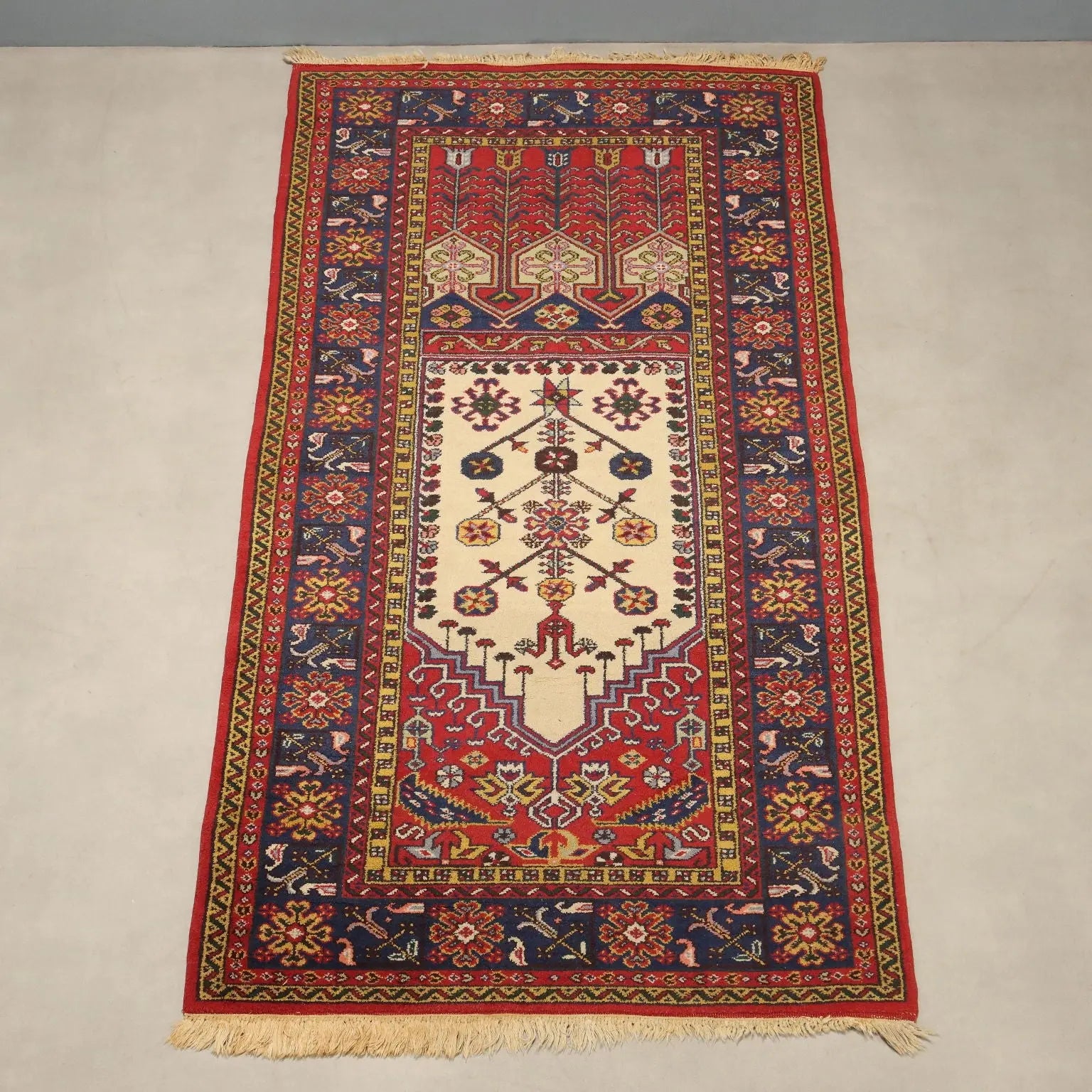 Antique Ladik Carpet Cotton Wool Heavy Knot Turkey 92 x 48 In