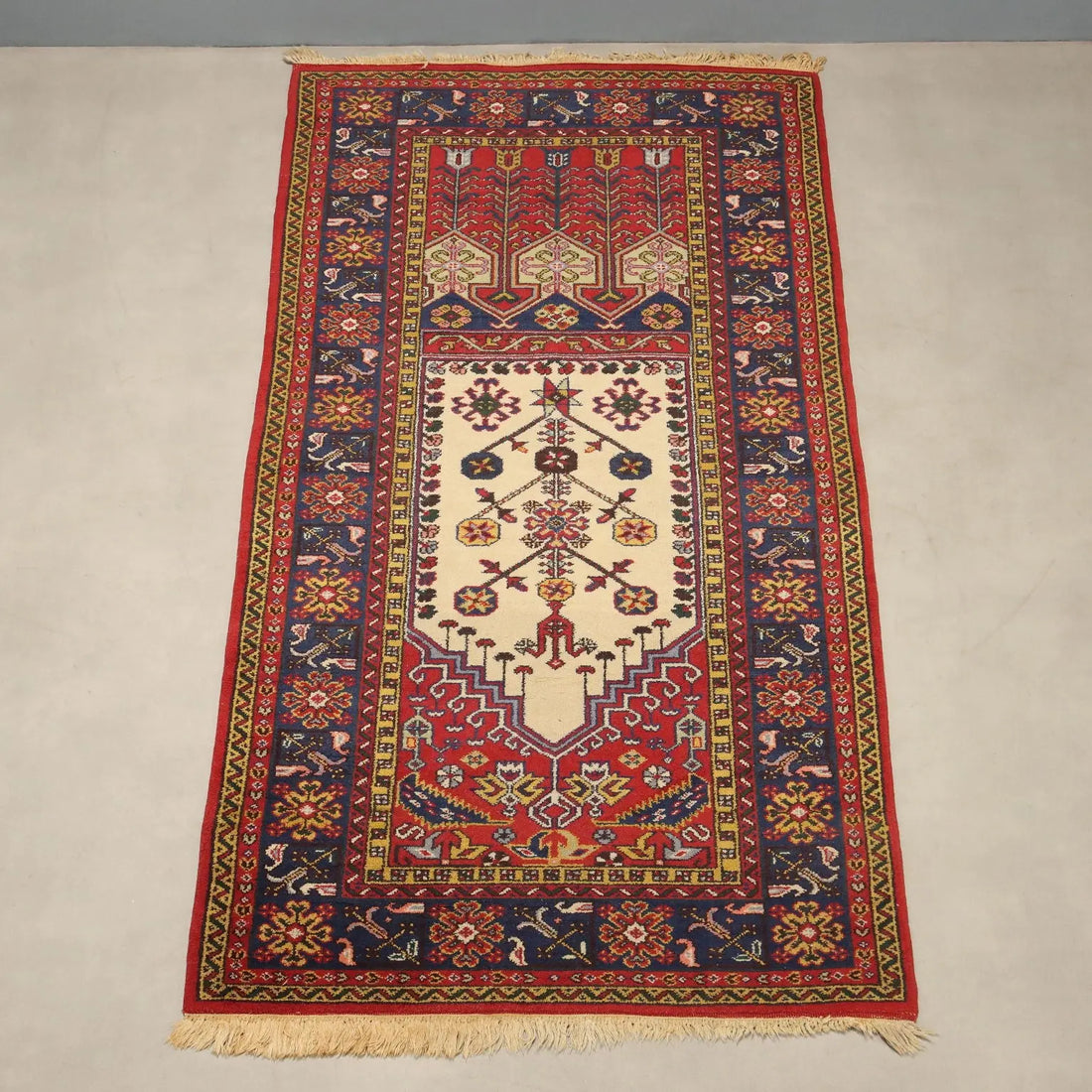 Antique Ladik Carpet Cotton Wool Heavy Knot Turkey 92 x 48 In