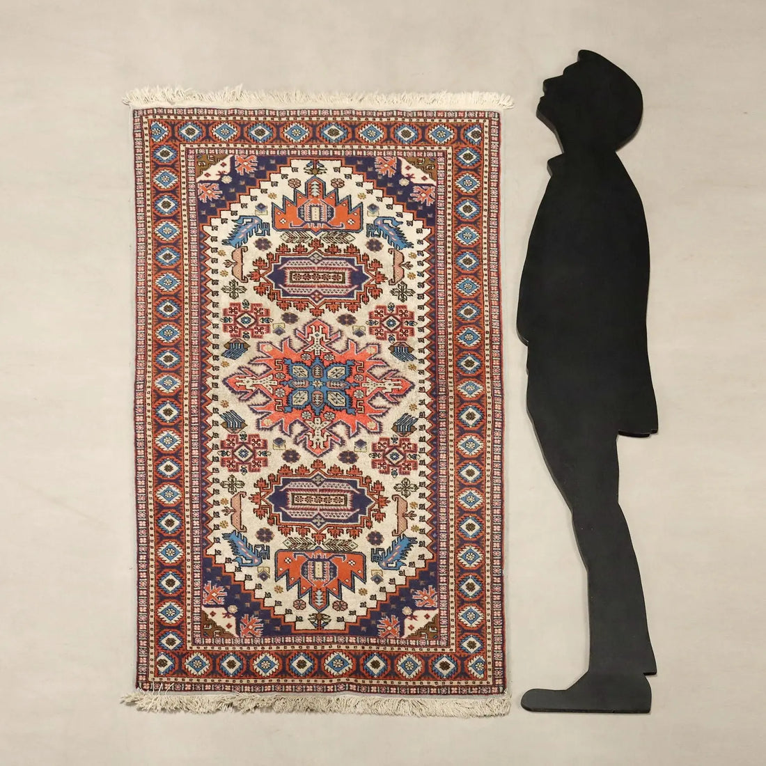Antique Asian Carpet Cotton Wool Thin Knot 67 x 36 In