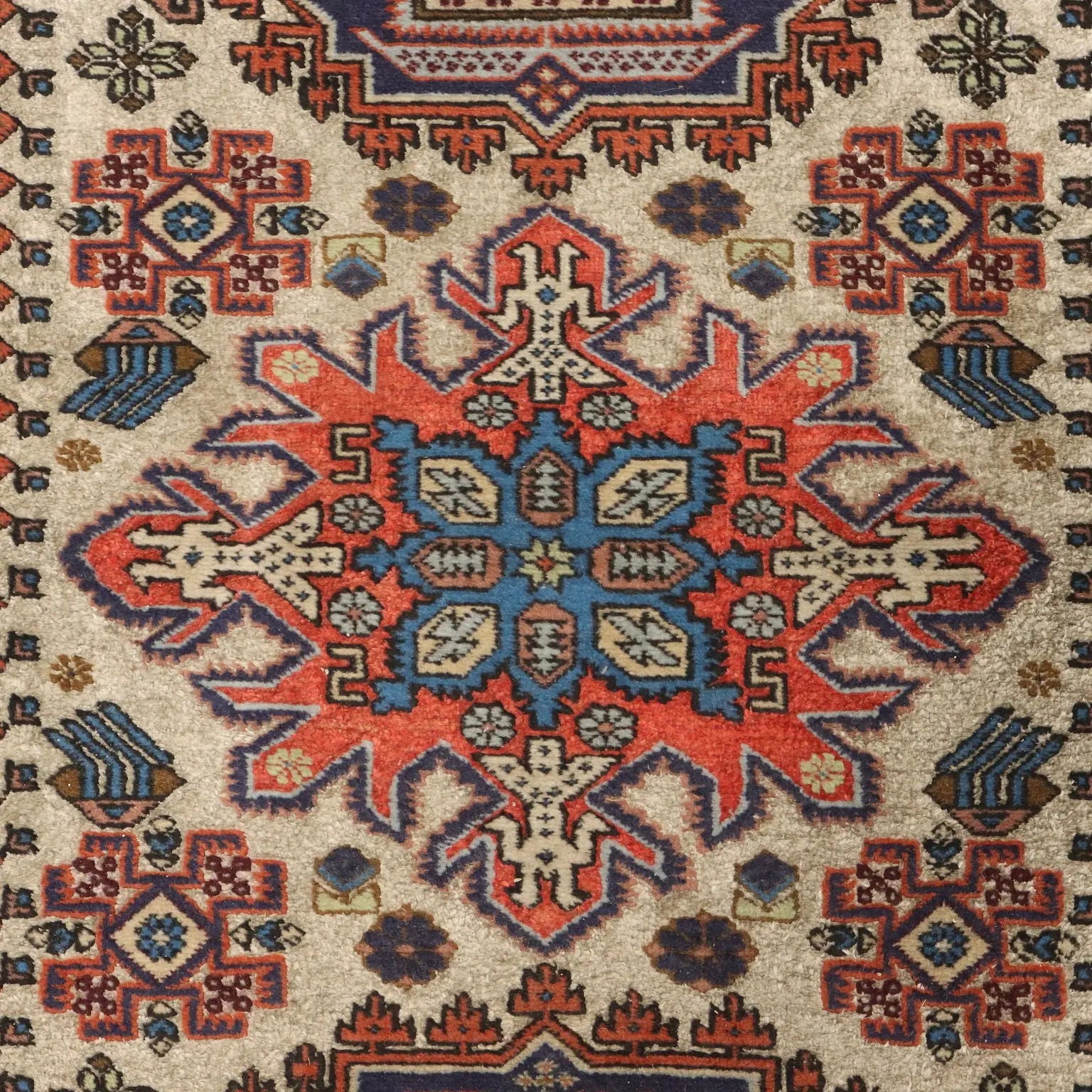Antique Asian Carpet Cotton Wool Thin Knot 67 x 36 In