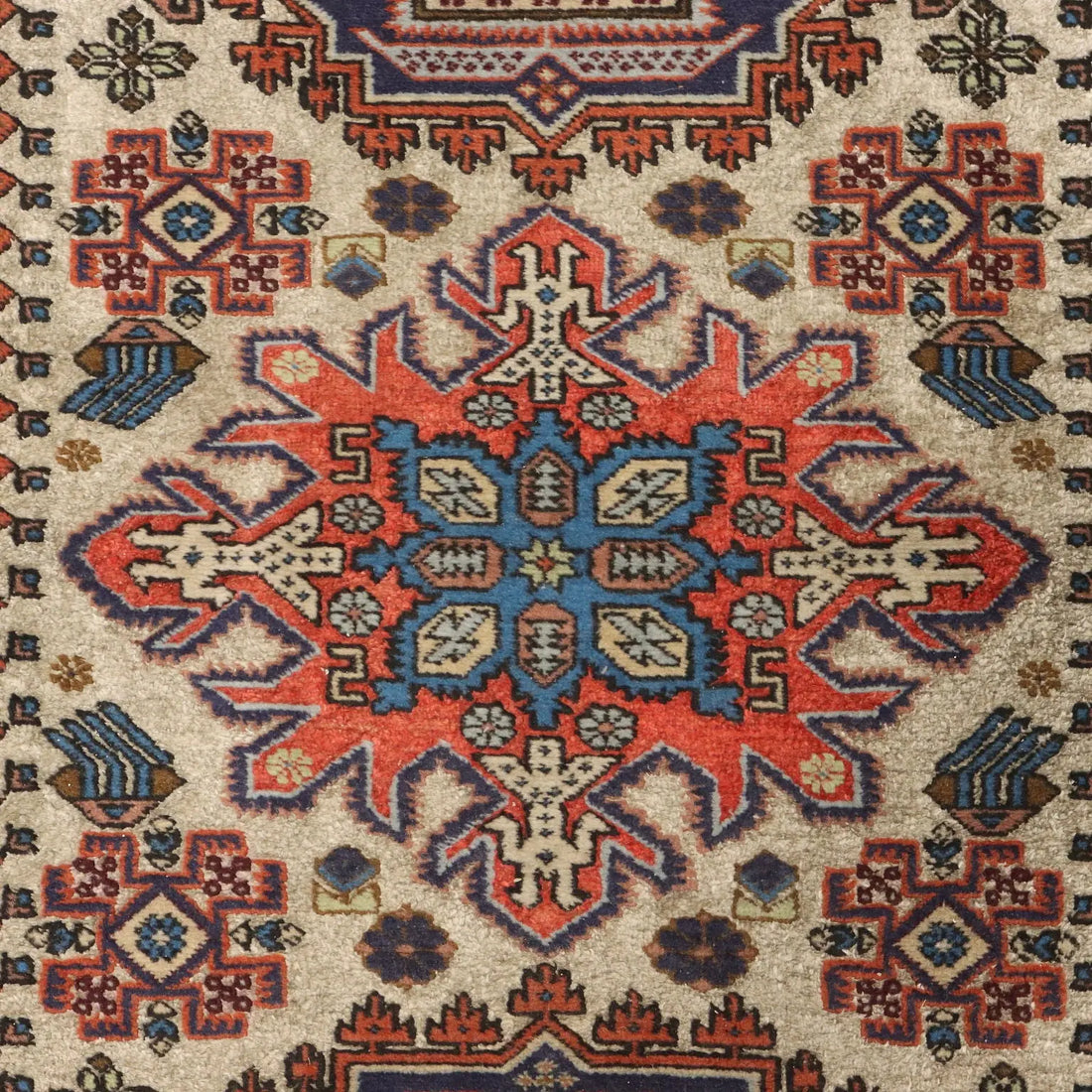 Antique Asian Carpet Cotton Wool Thin Knot 67 x 36 In