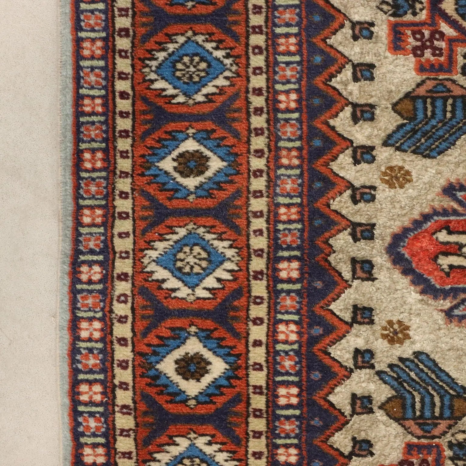 Antique Asian Carpet Cotton Wool Thin Knot 67 x 36 In