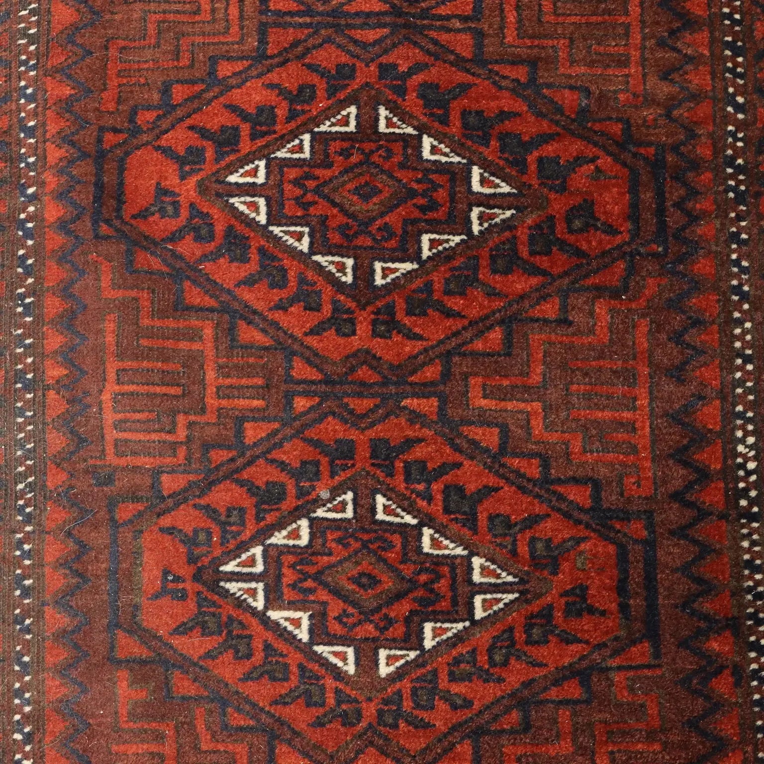 Antique Asian Carpet Wool Thin Knot Handmade 78 x 39 In