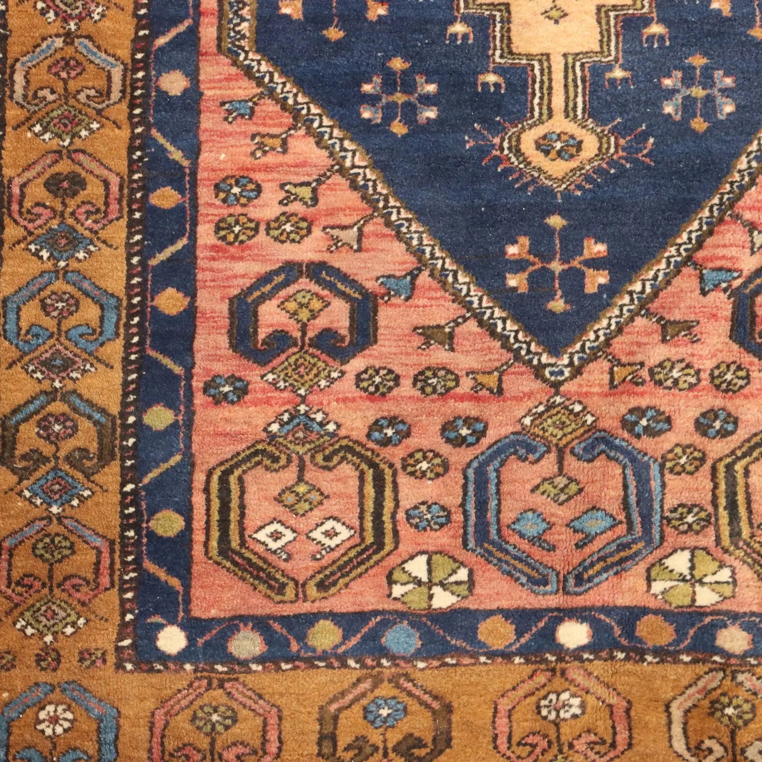 Antique Asian Carpet Cotton Thin Knot Handmade 78 x 42 In