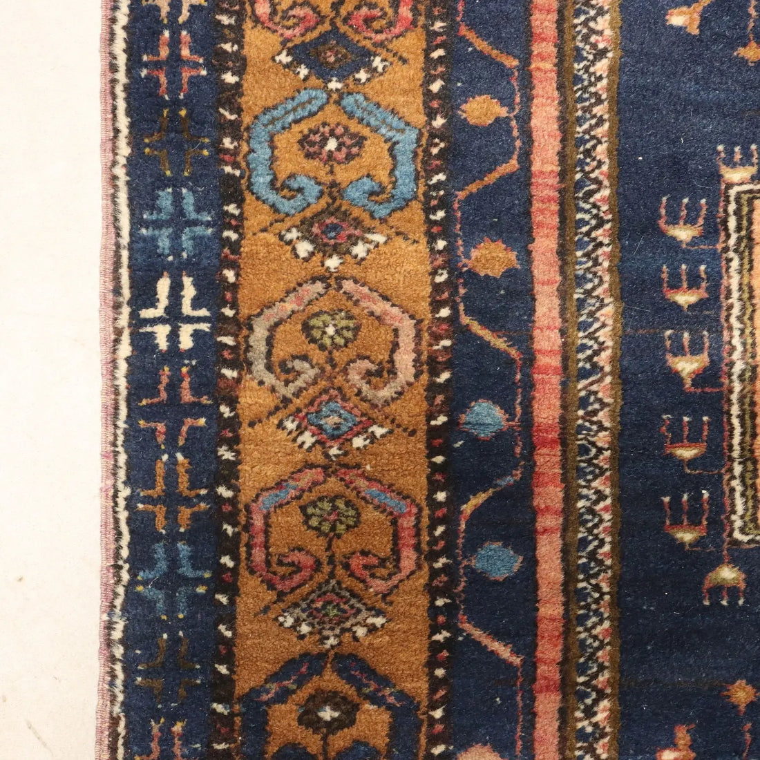 Antique Asian Carpet Cotton Thin Knot Handmade 78 x 42 In