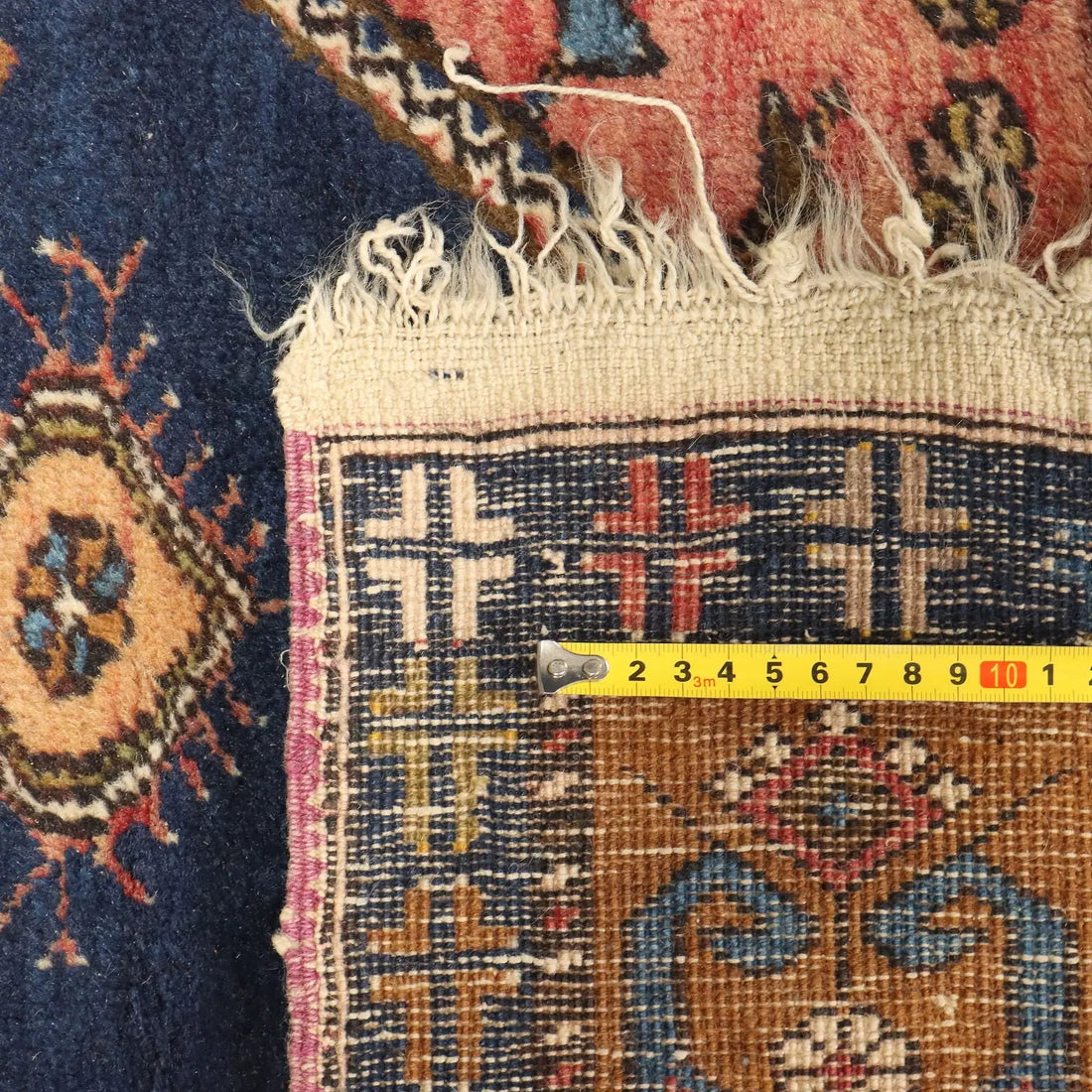 Antique Asian Carpet Cotton Thin Knot Handmade 78 x 42 In