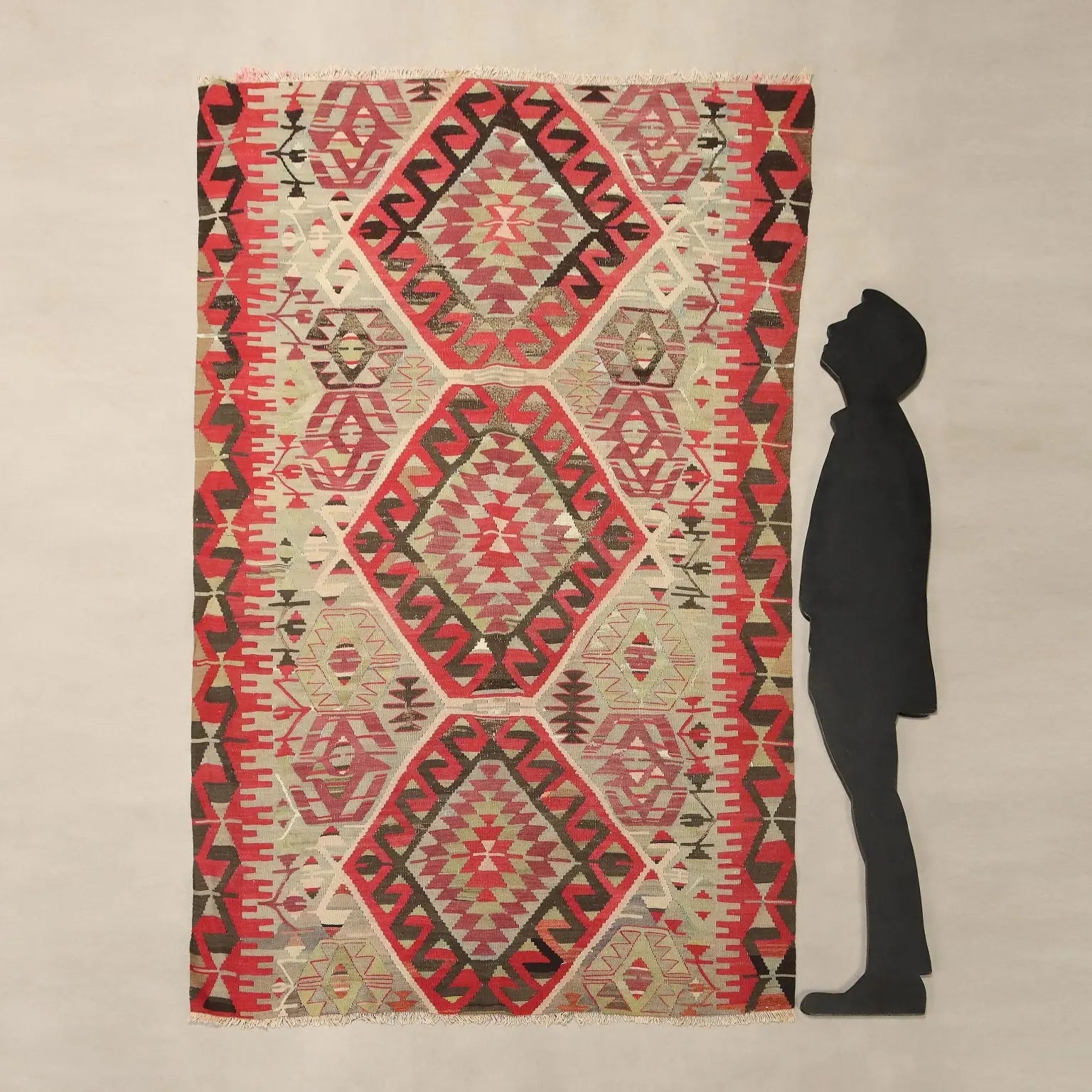 Antique Kilim Rug Cotton Wool Handmade 87 x 58 In Original