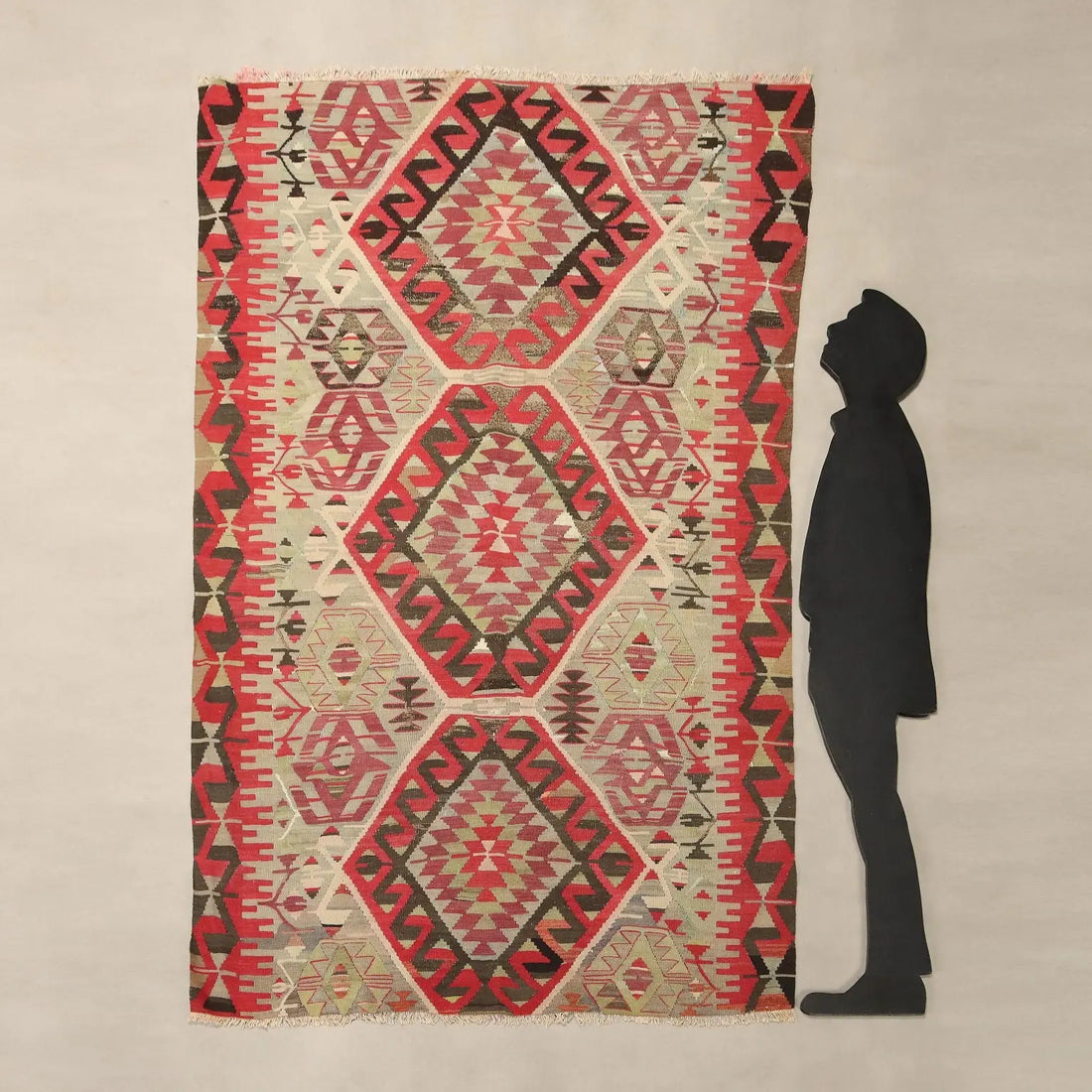Antique Kilim Rug Cotton Wool Handmade 87 x 58 In Original