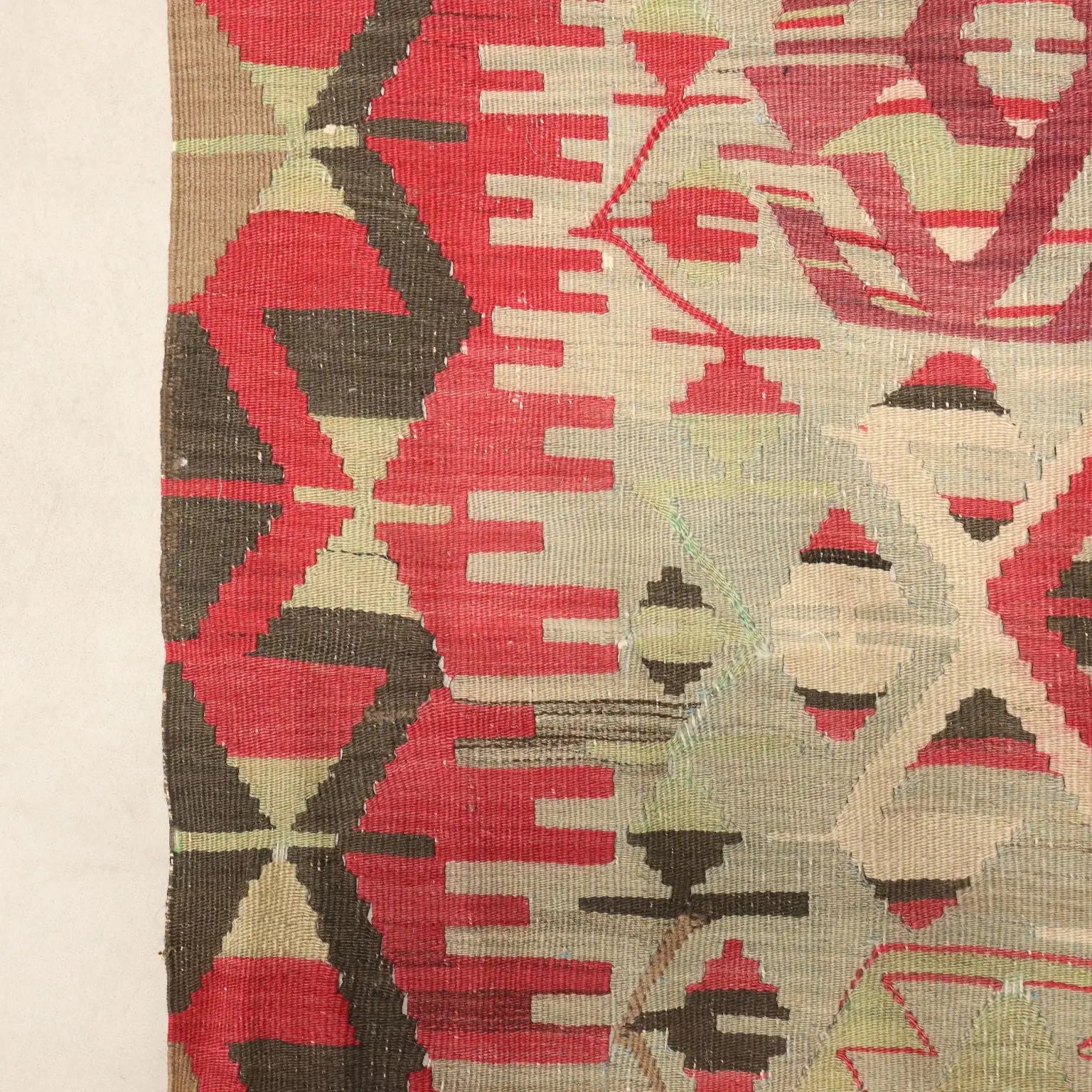 Antique Kilim Rug Cotton Wool Handmade 87 x 58 In Original