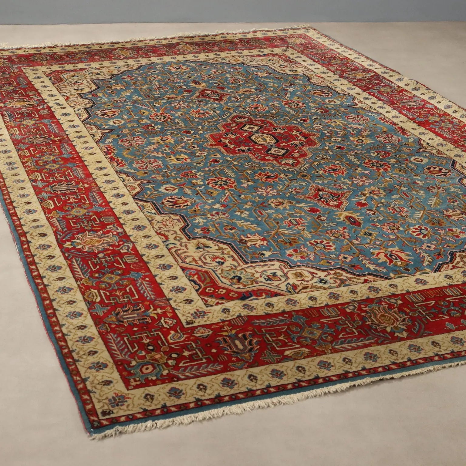 Antique Asian Carpet Cotton Wool Thin Knot 123 x 80 In