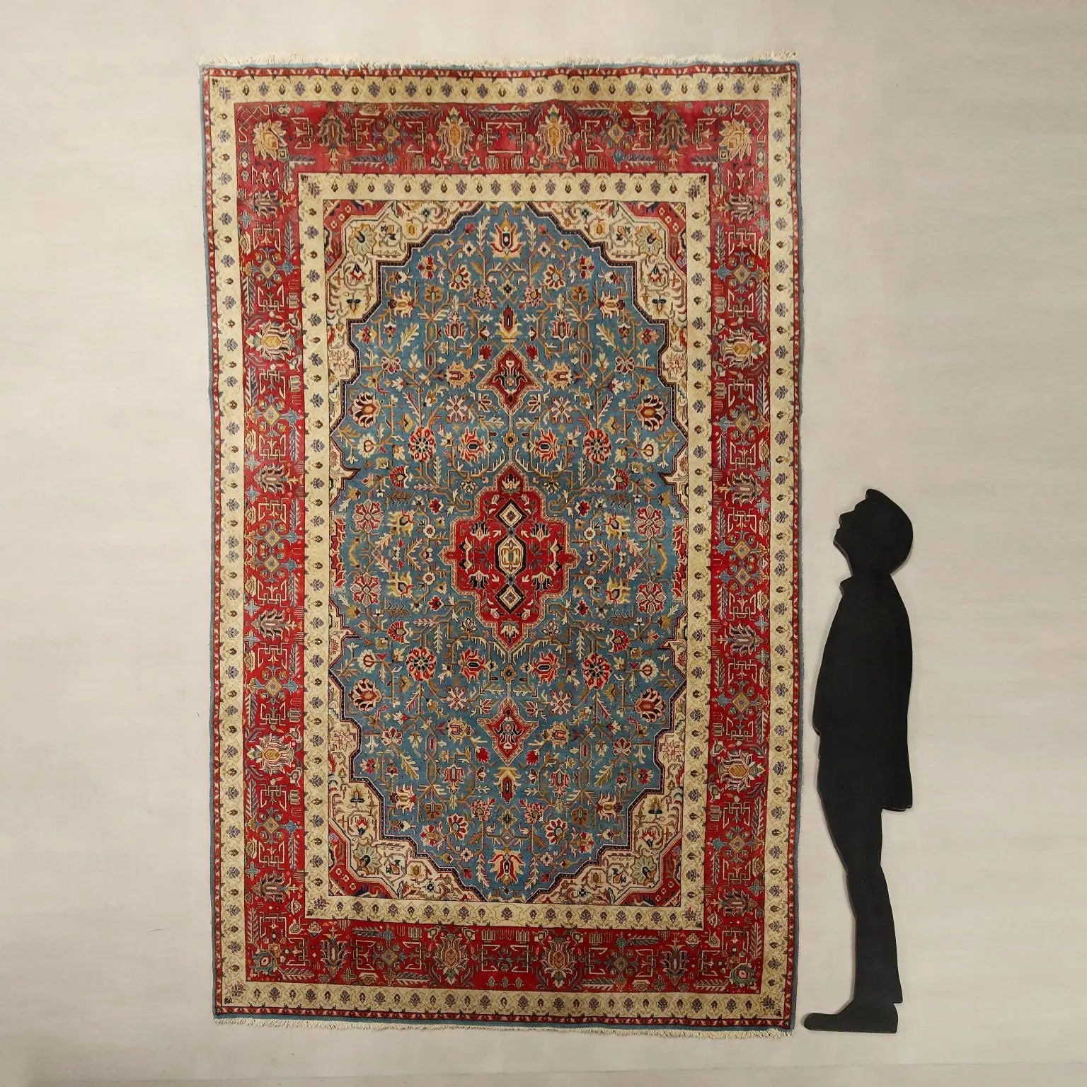 Antique Asian Carpet Cotton Wool Thin Knot 123 x 80 In
