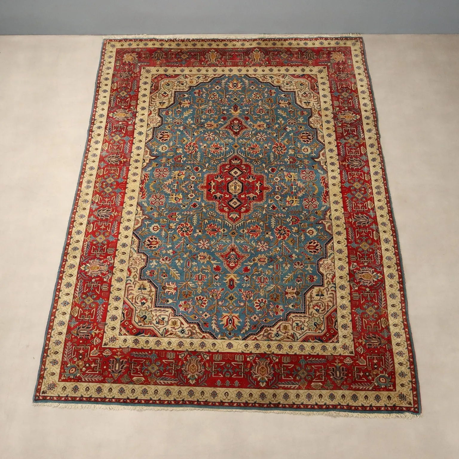 Antique Asian Carpet Cotton Wool Thin Knot 123 x 80 In