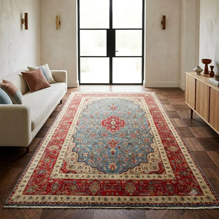 Antique Asian Carpet Cotton Wool Thin Knot 123 x 80 In