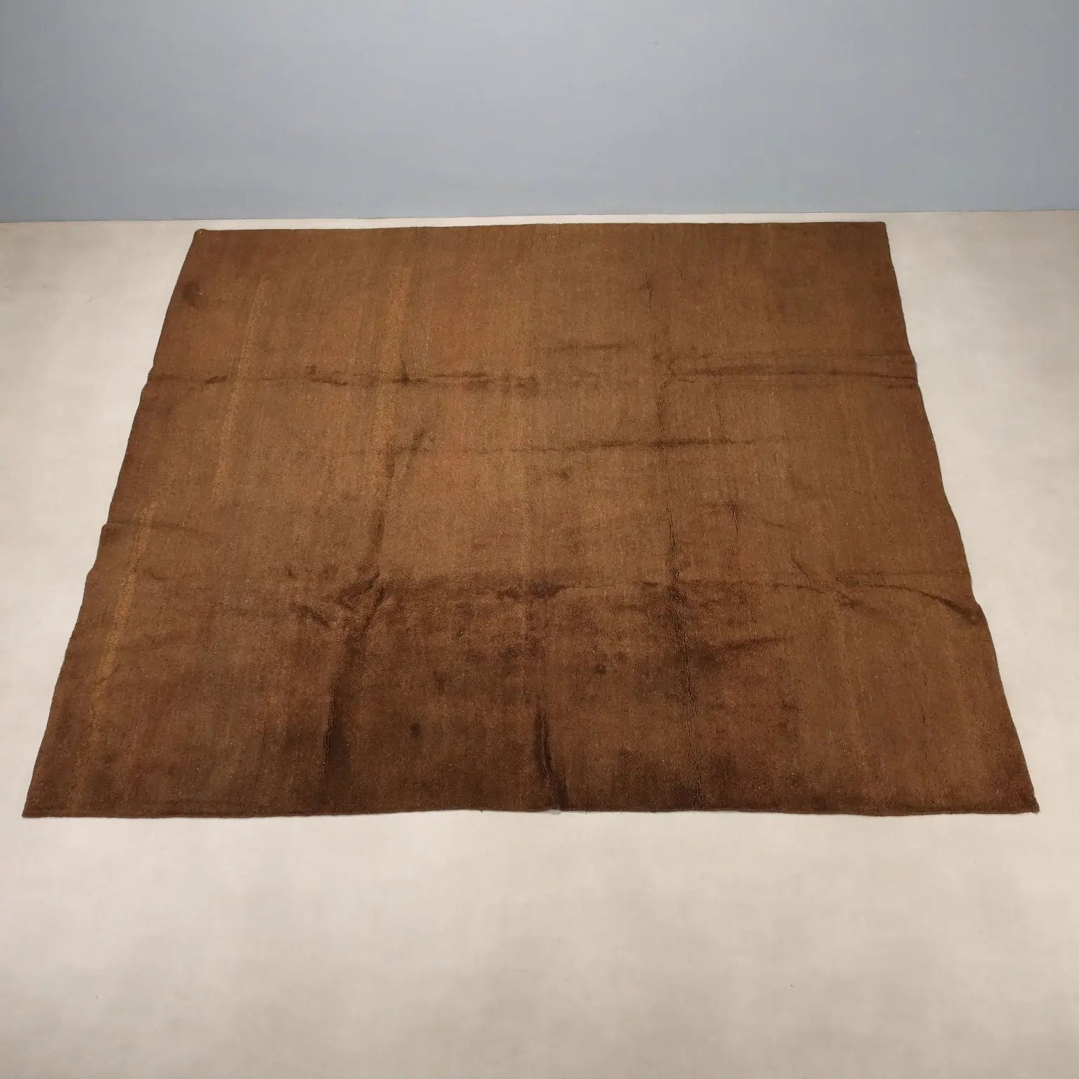 Antique Asian Carpet Wool Thin Knot Handmade 118 x 118 In