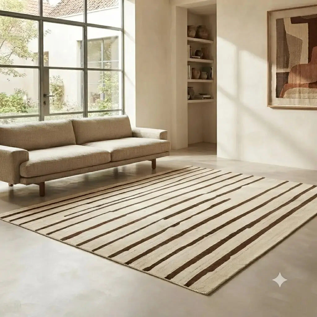 Vintage Sartori Burano Rug Thin Knot Striped 108 x 100 In